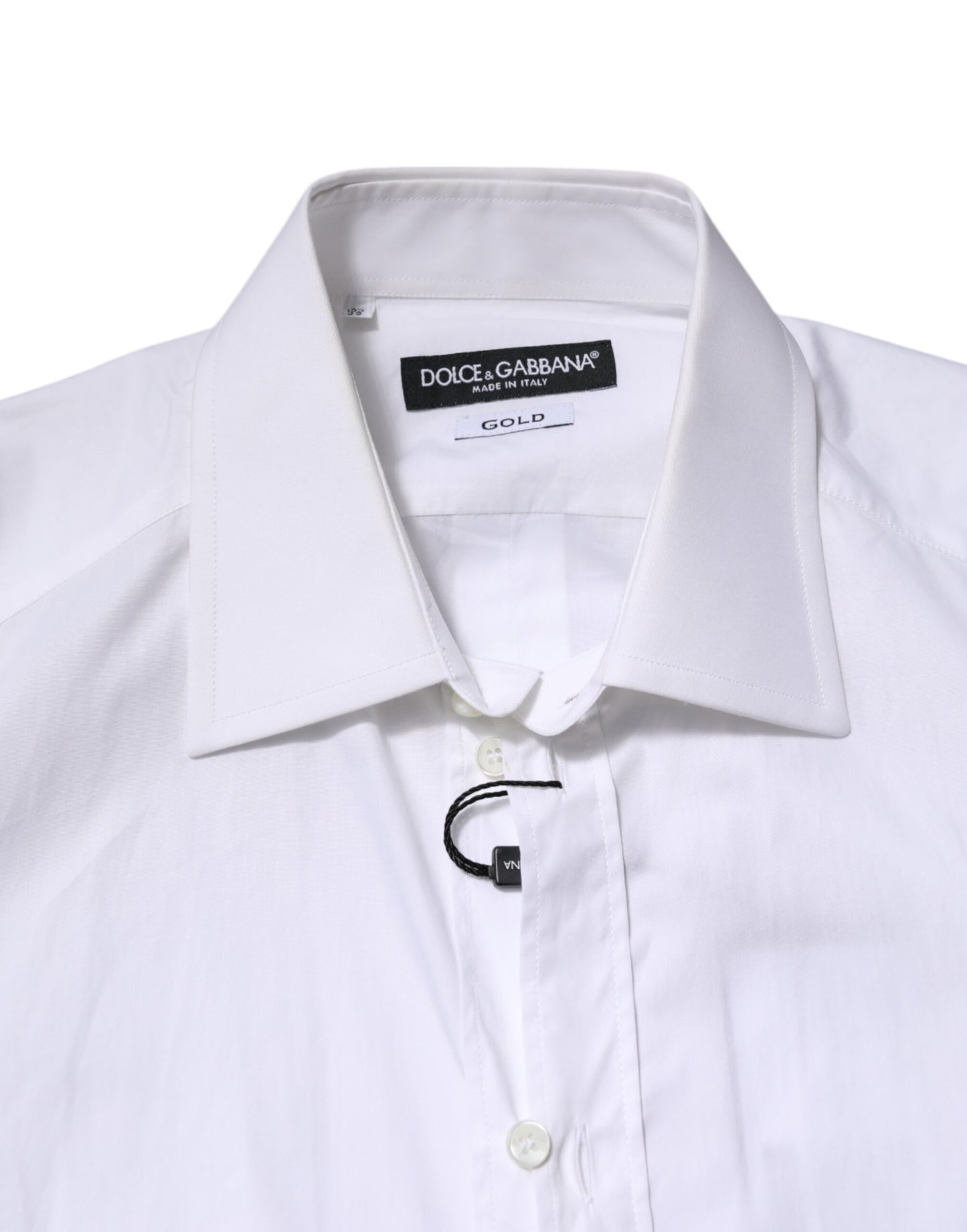 Camisa formal Dolce & Gabbana de manga larga para hombre, color blanco y dorado