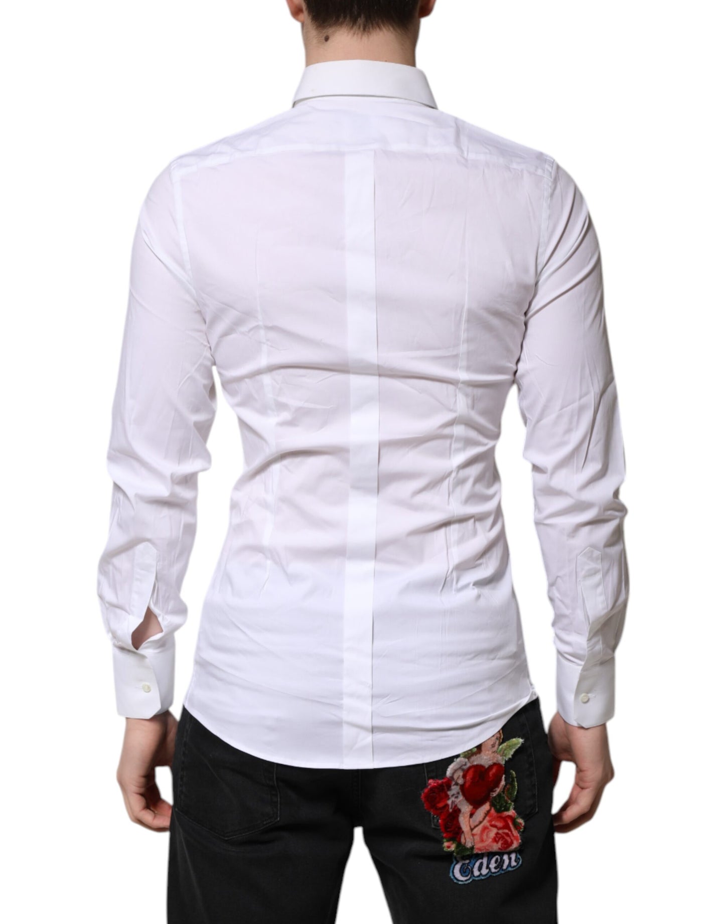 Vestido y camisa formal de manga larga Dolce & Gabbana en blanco dorado