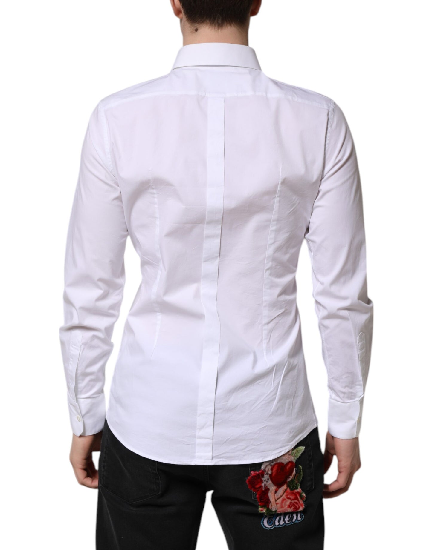 Vestido y camisa formal de manga larga Dolce & Gabbana en blanco dorado