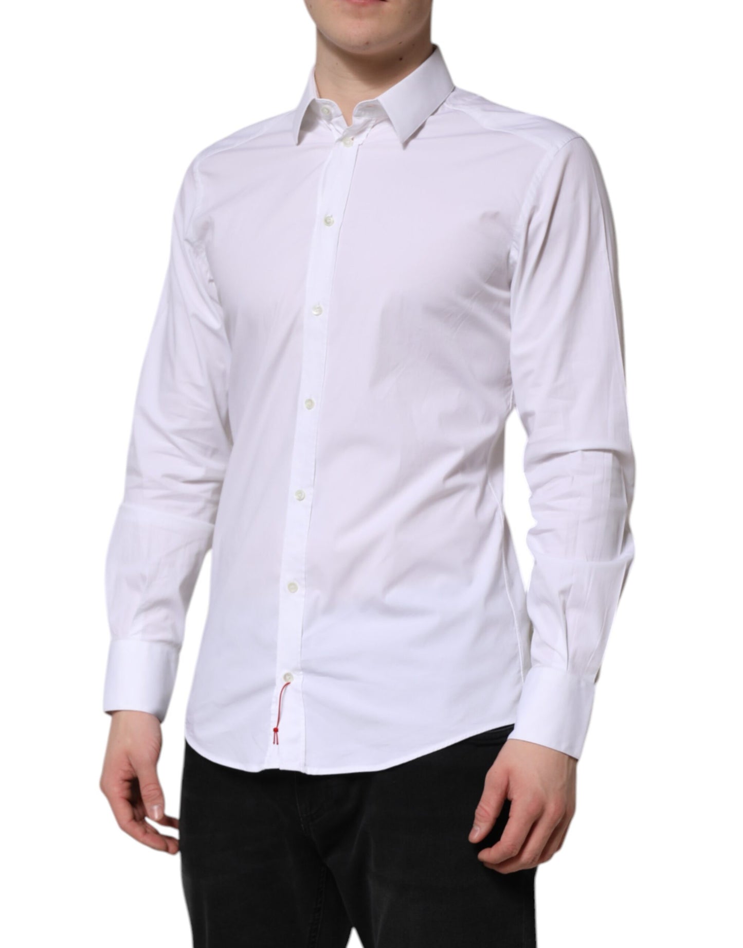 Camisa formal de vestir de algodón blanco dorado de Dolce & Gabbana