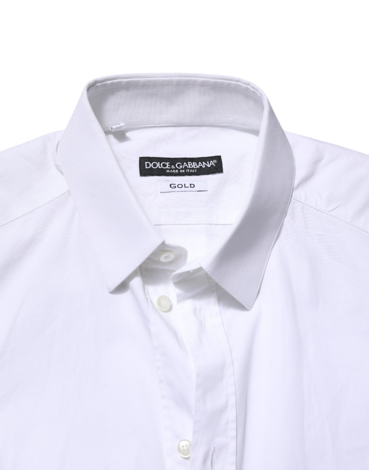 Camisa formal de vestir de algodón blanco dorado de Dolce & Gabbana