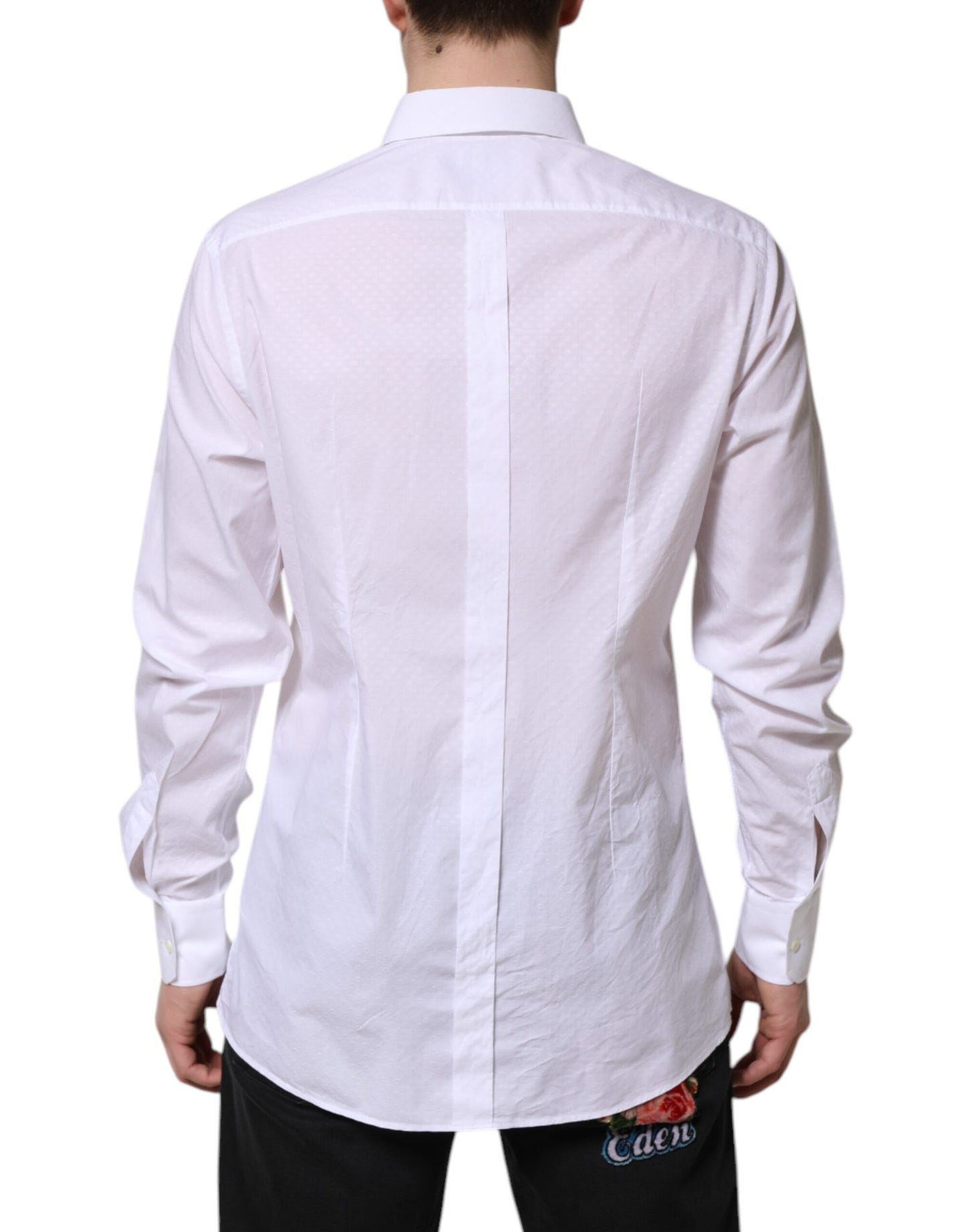 Camisa formal de manga larga de algodón Dolce & Gabbana en color blanco dorado