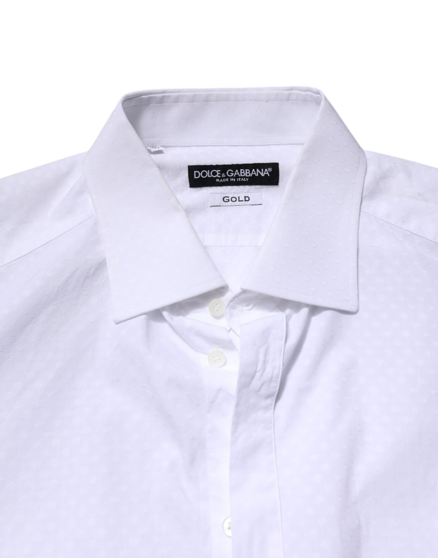 Camisa formal de manga larga de algodón Dolce & Gabbana en color blanco dorado