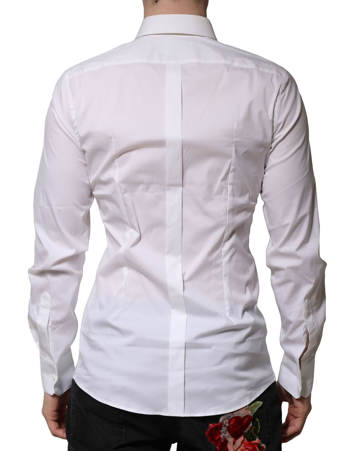 Camisa formal Dolce & Gabbana de algodón blanco de manga larga dorada