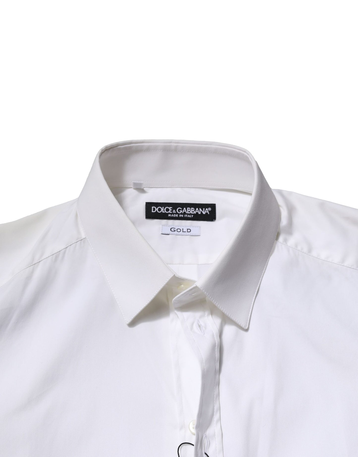 Camisa formal Dolce & Gabbana de algodón blanco de manga larga dorada