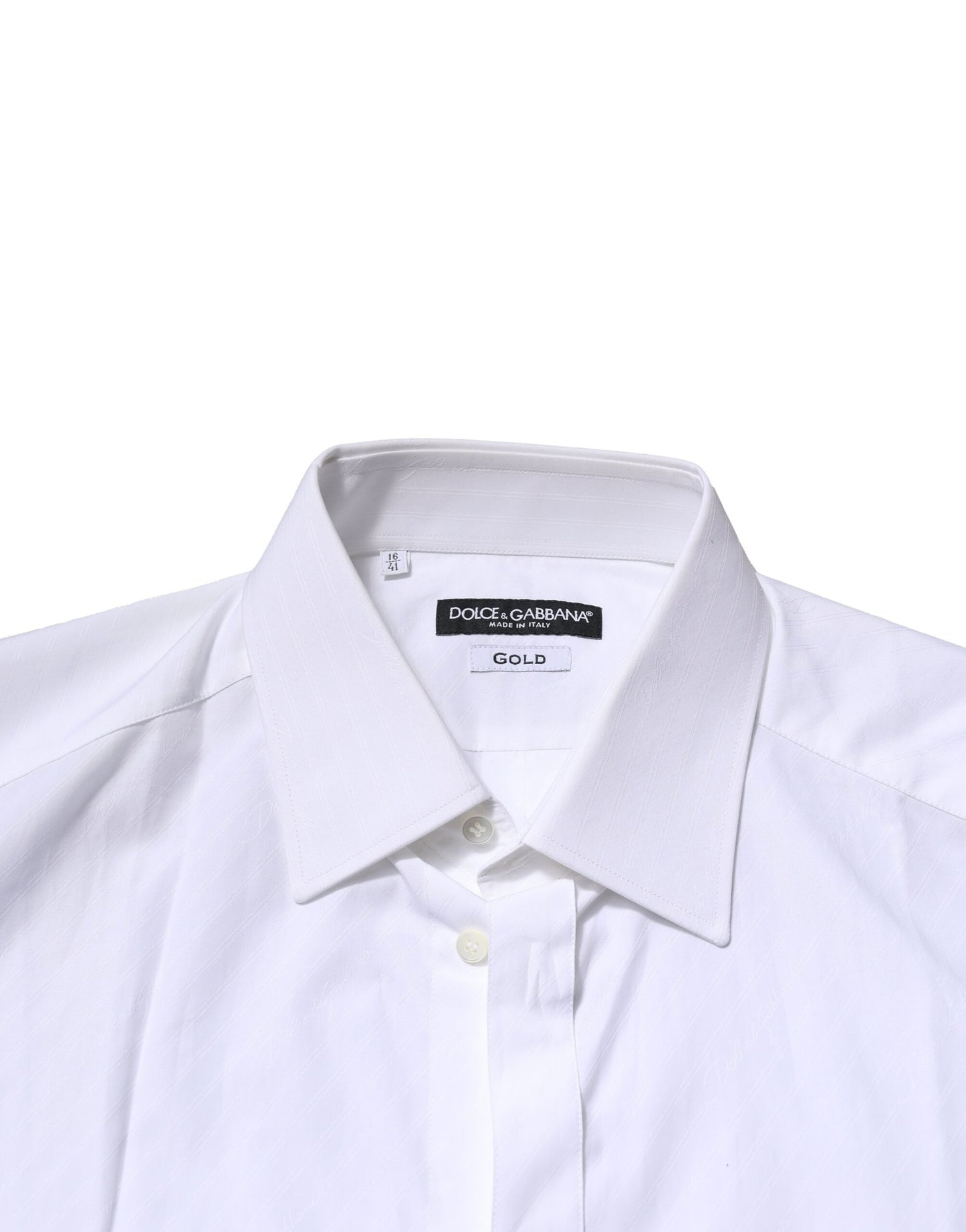 Camisa formal Dolce & Gabbana de algodón blanco dorado de manga larga para hombre