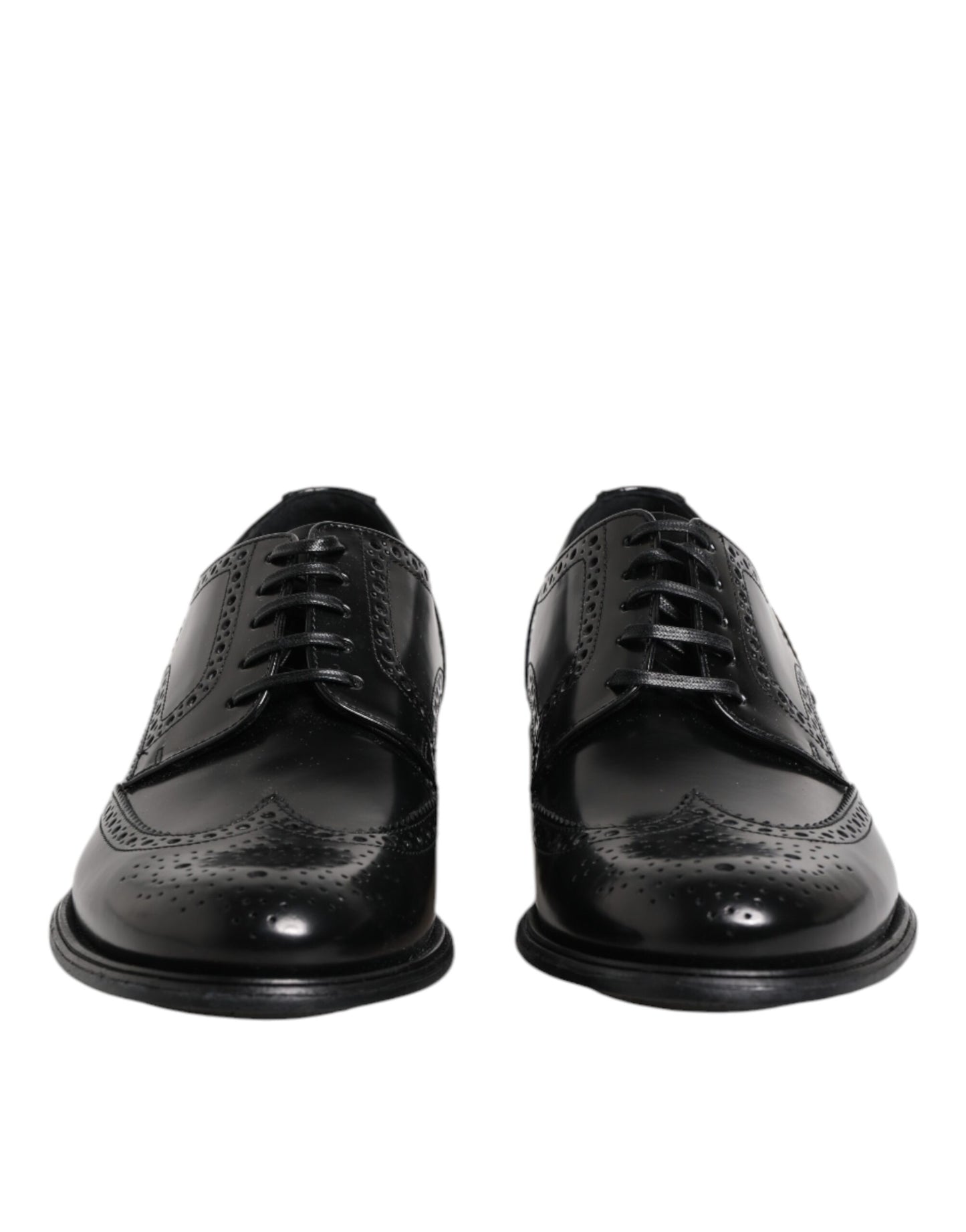 Dolce & Gabbana Zapatos formales Derby de cuero negro con punta de ala
