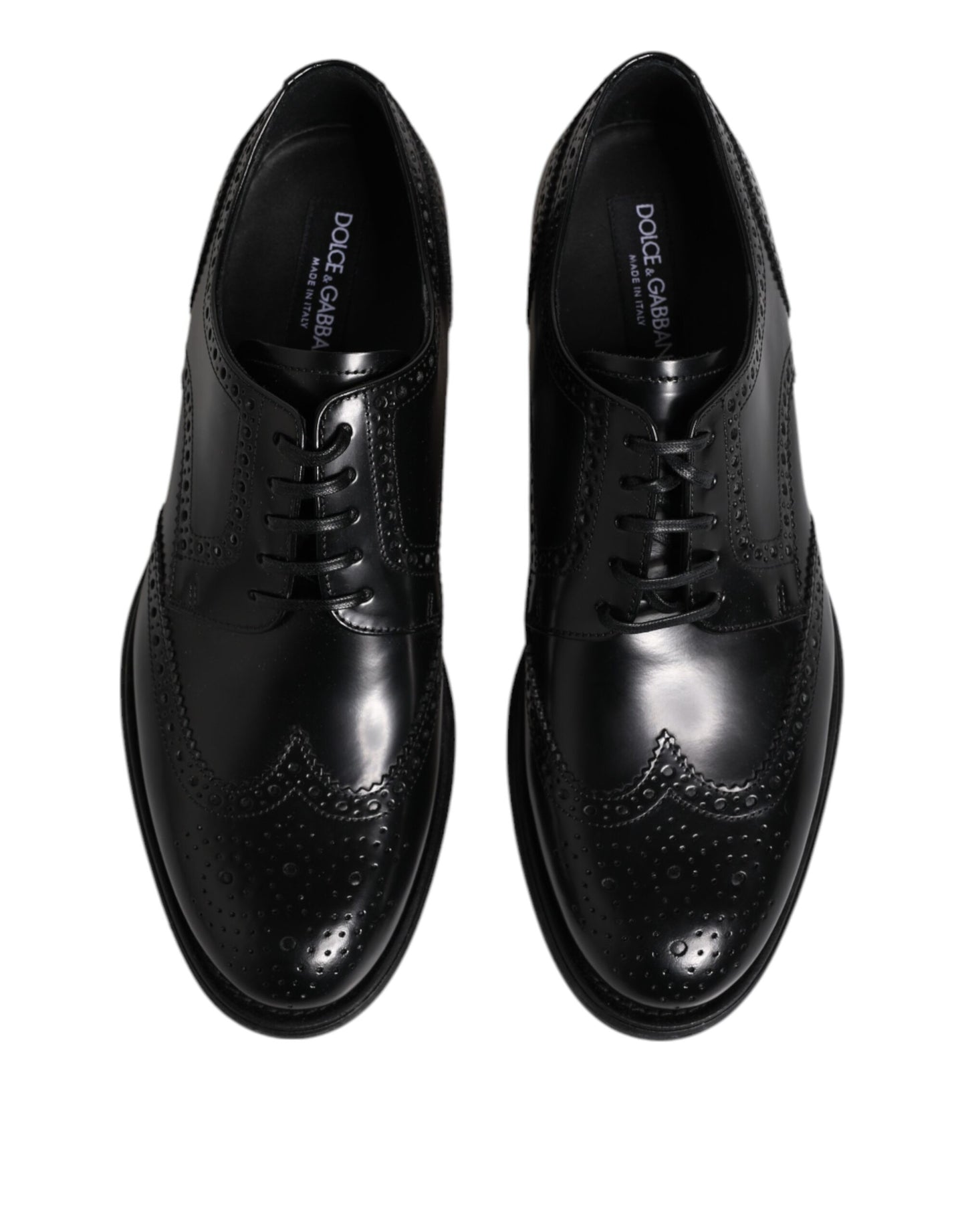 Dolce & Gabbana Zapatos formales Derby de cuero negro con punta de ala