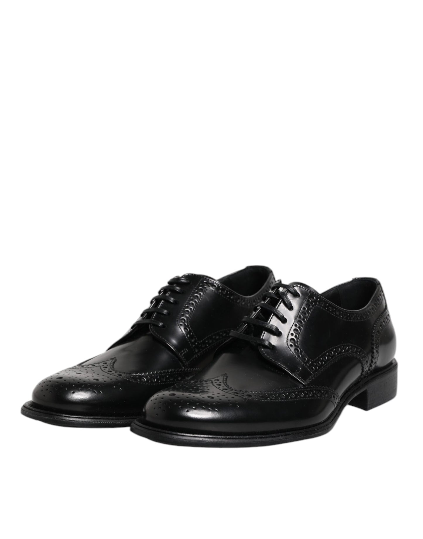 Dolce & Gabbana Zapatos formales Derby de cuero negro con punta de ala