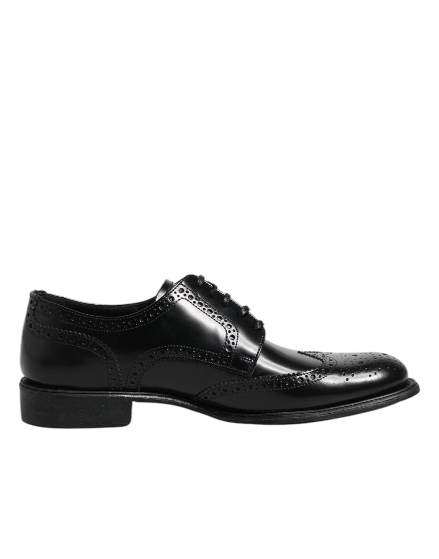 Dolce & Gabbana Zapatos formales Derby de cuero negro con punta de ala