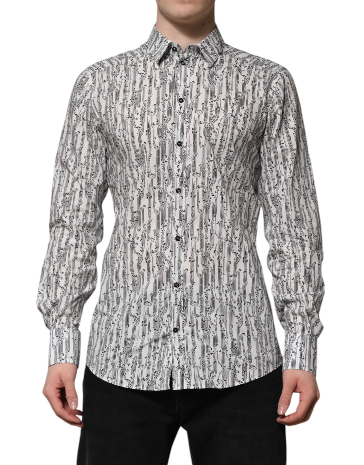 Camisa informal de manga larga con estampado floral blanco de Dolce & Gabbana