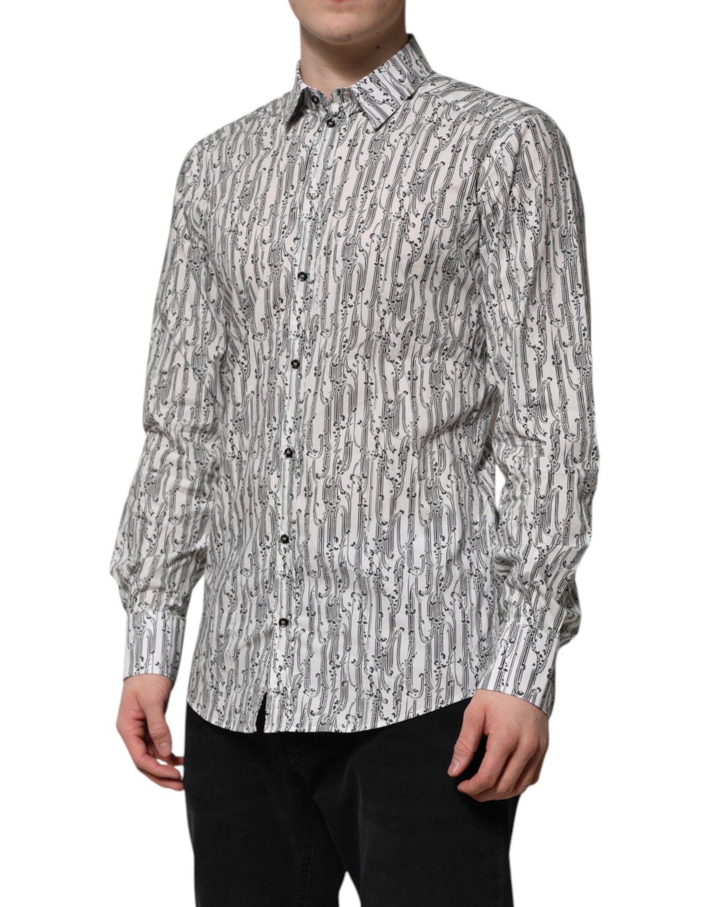 Camisa informal de manga larga con estampado floral blanco de Dolce & Gabbana