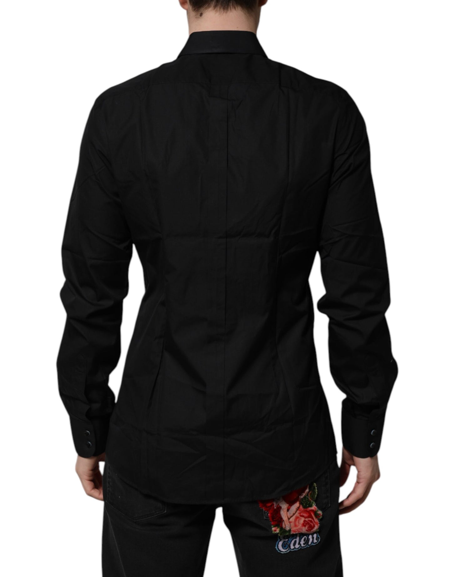 Camisa formal de manga larga Dolce & Gabbana para hombre, color negro dorado
