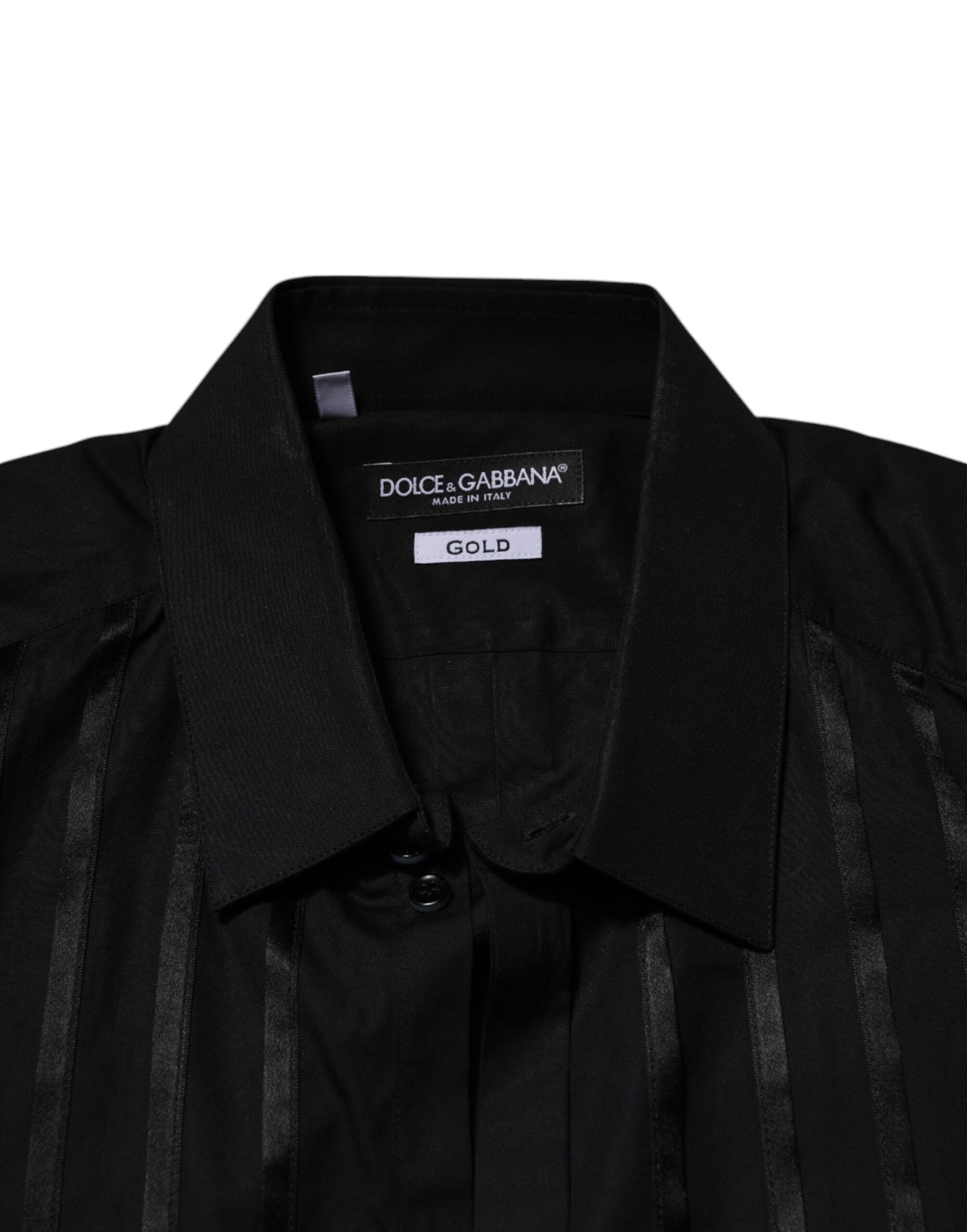 Camisa formal de manga larga Dolce & Gabbana para hombre, color negro dorado