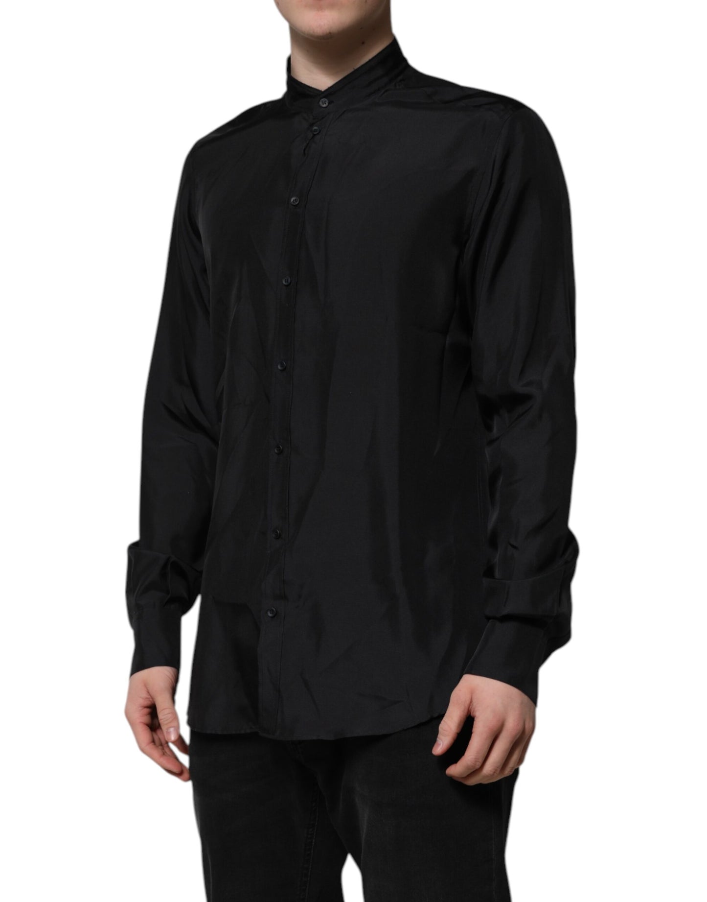 Camisa de vestir formal MARTINI de seda azul oscuro para hombre de Dolce & Gabbana