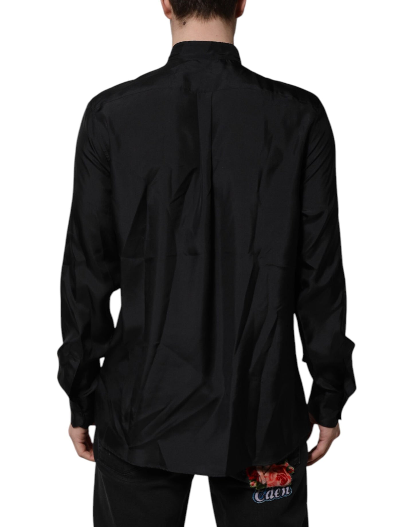 Camisa de vestir formal MARTINI de seda azul oscuro para hombre de Dolce & Gabbana