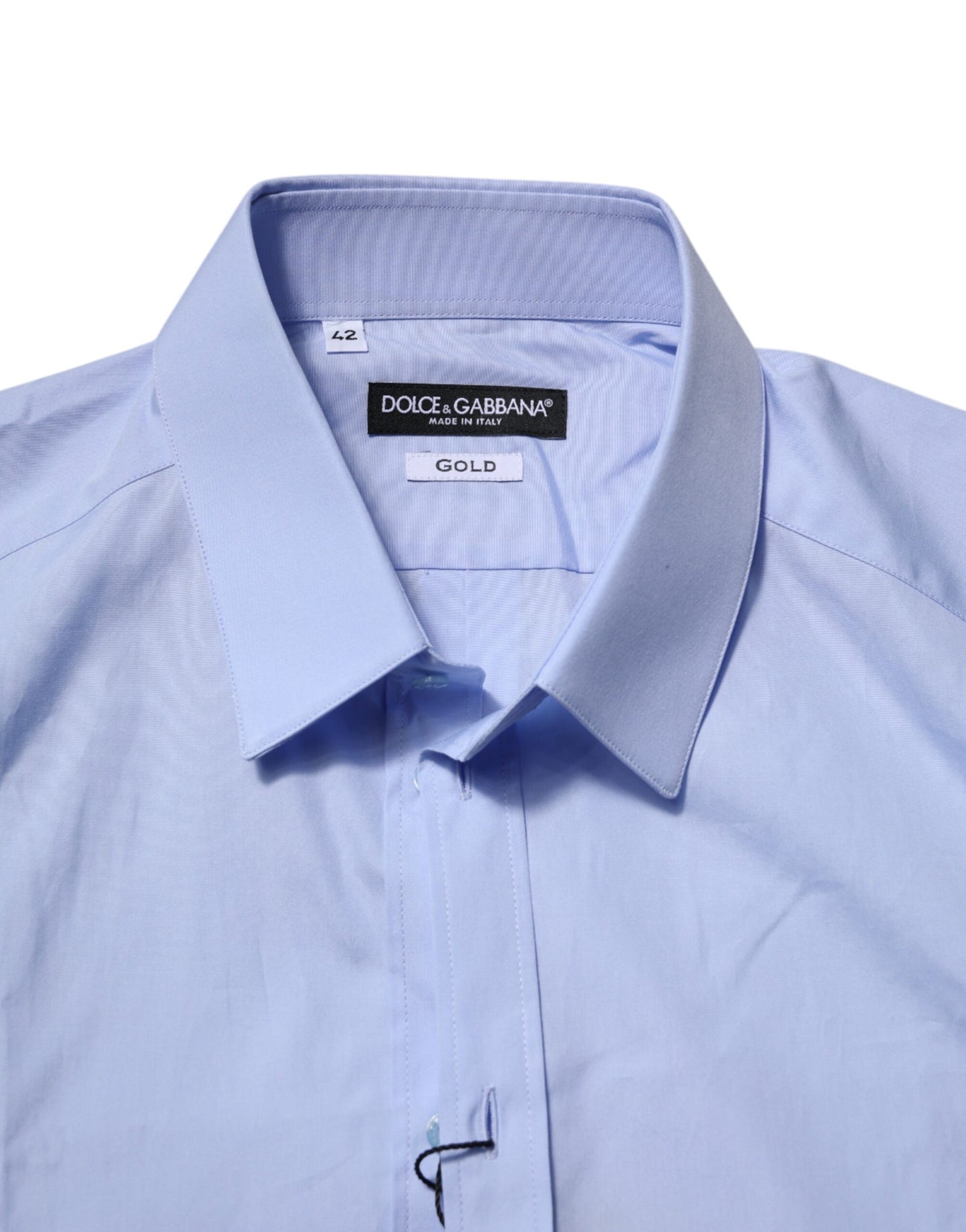 Camisa de vestir de manga larga Dolce & Gabbana de algodón azul dorado