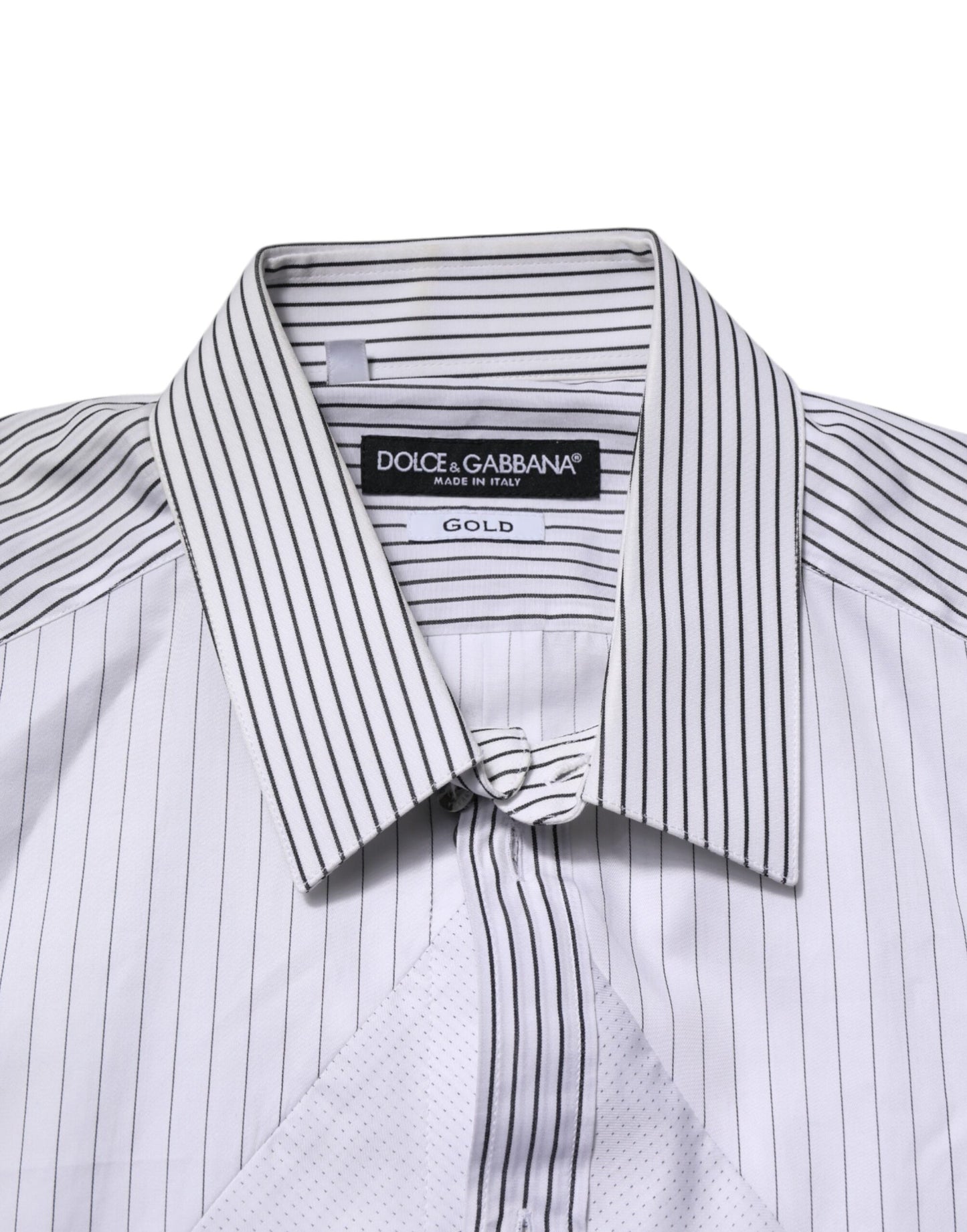 Camisa de vestir de manga larga con rayas blancas doradas de Dolce & Gabbana
