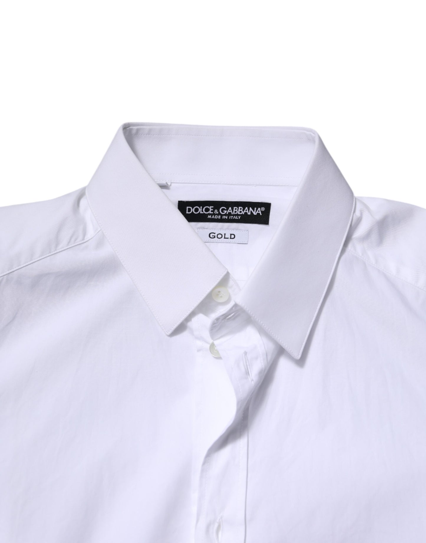 Camisa de vestir Dolce & Gabbana de algodón blanco dorado de manga larga