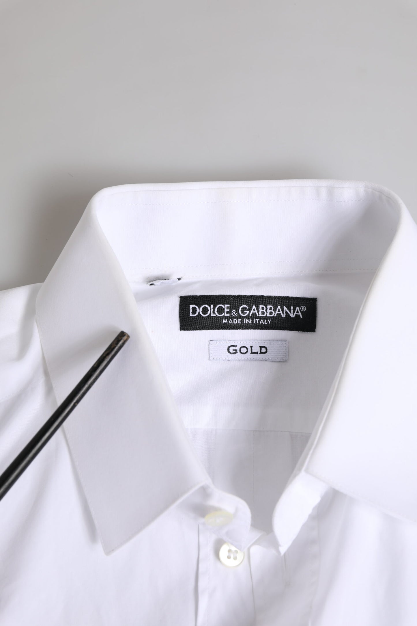 Camisa de vestir Dolce & Gabbana de algodón blanco dorado de manga larga