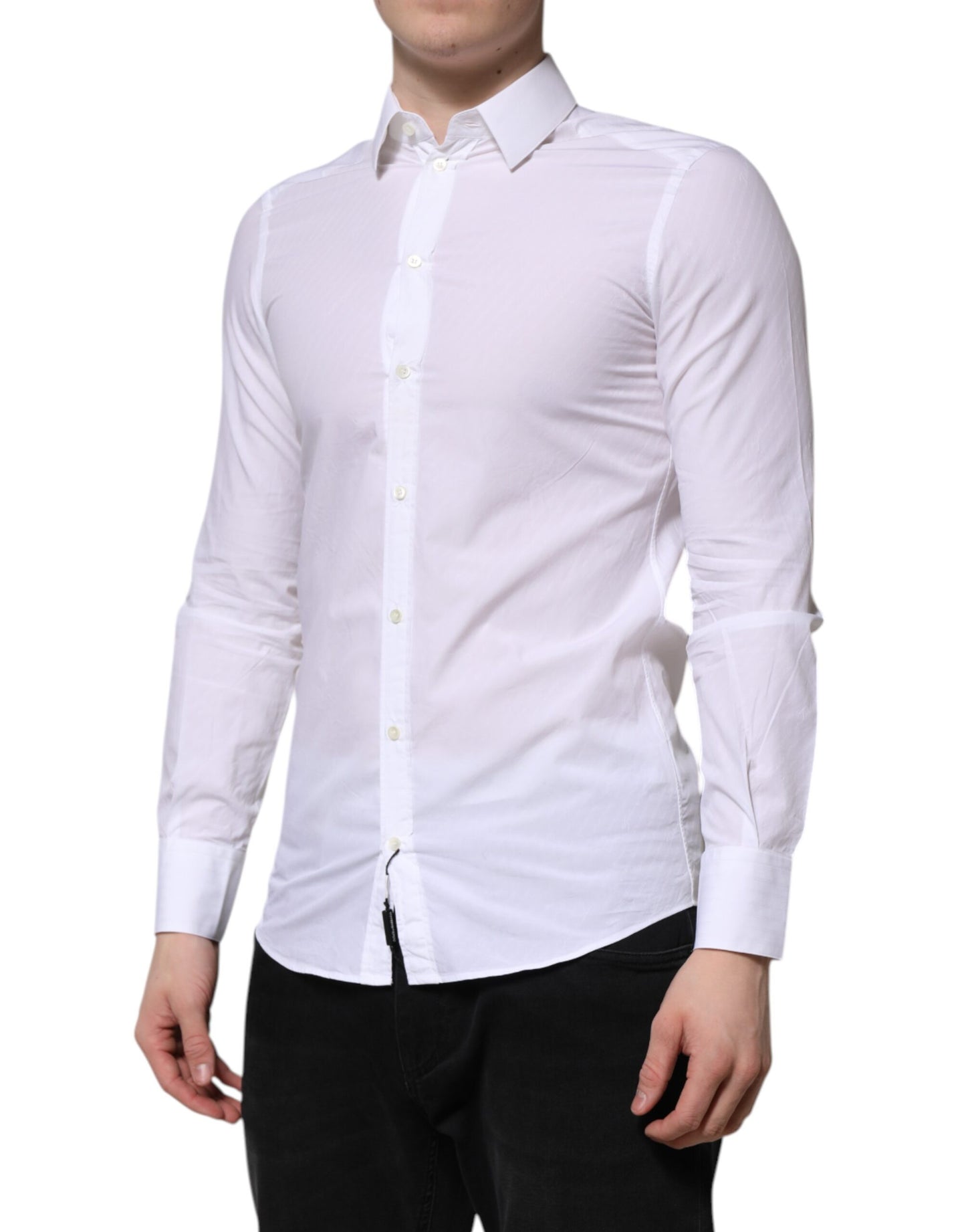 Camisa de vestir de manga larga MARTINI de algodón blanco de Dolce & Gabbana
