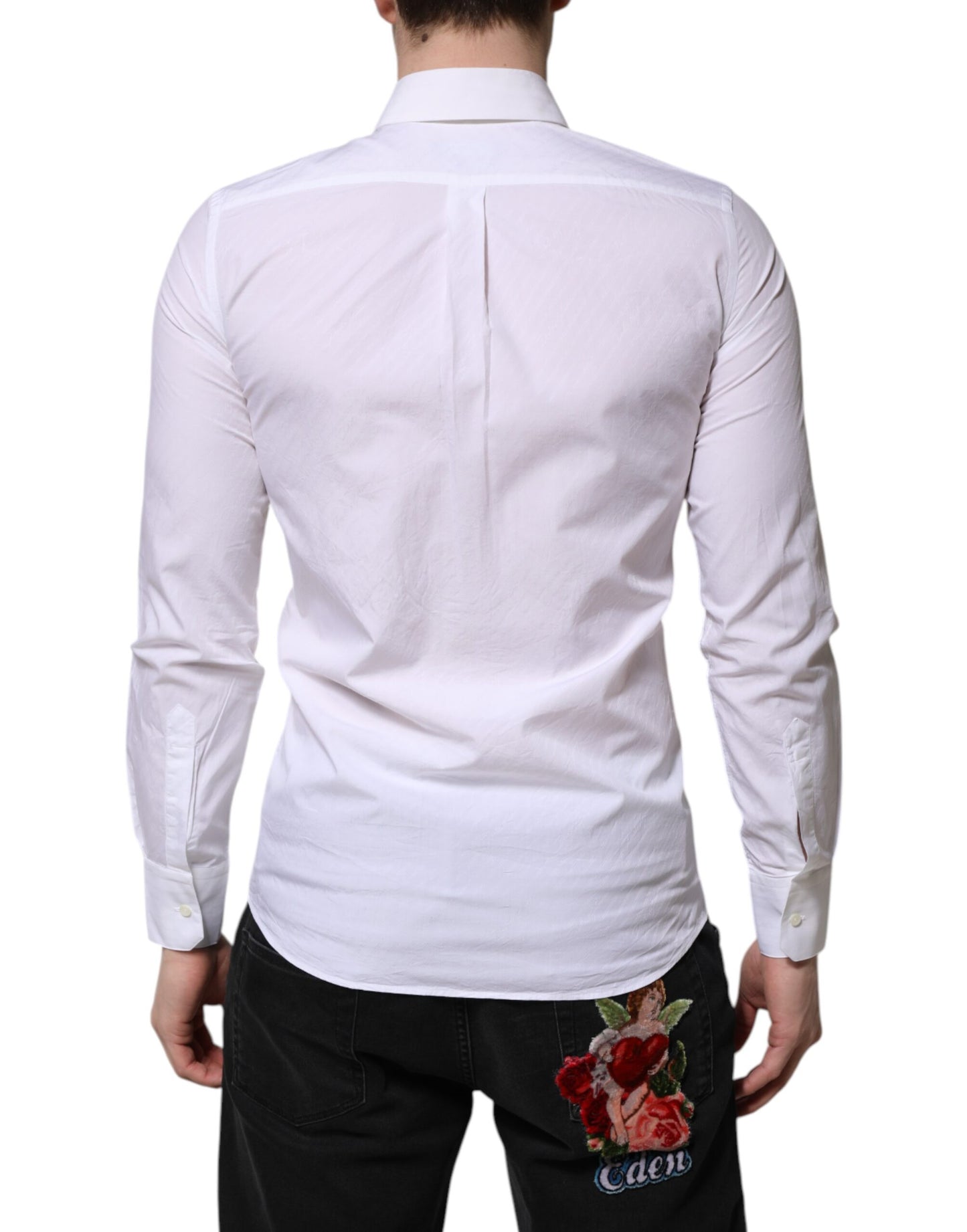 Camisa de vestir de manga larga MARTINI de algodón blanco de Dolce & Gabbana