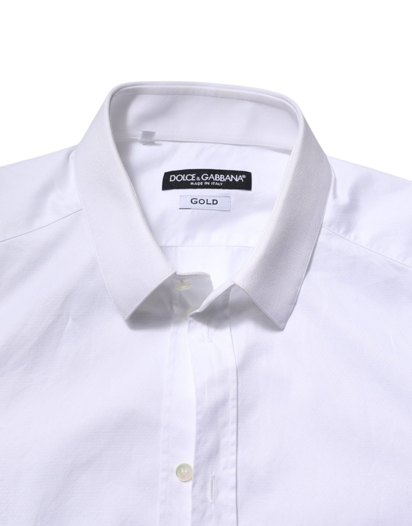 Camisa de vestir Dolce & Gabbana de algodón blanco dorado de manga larga para hombre