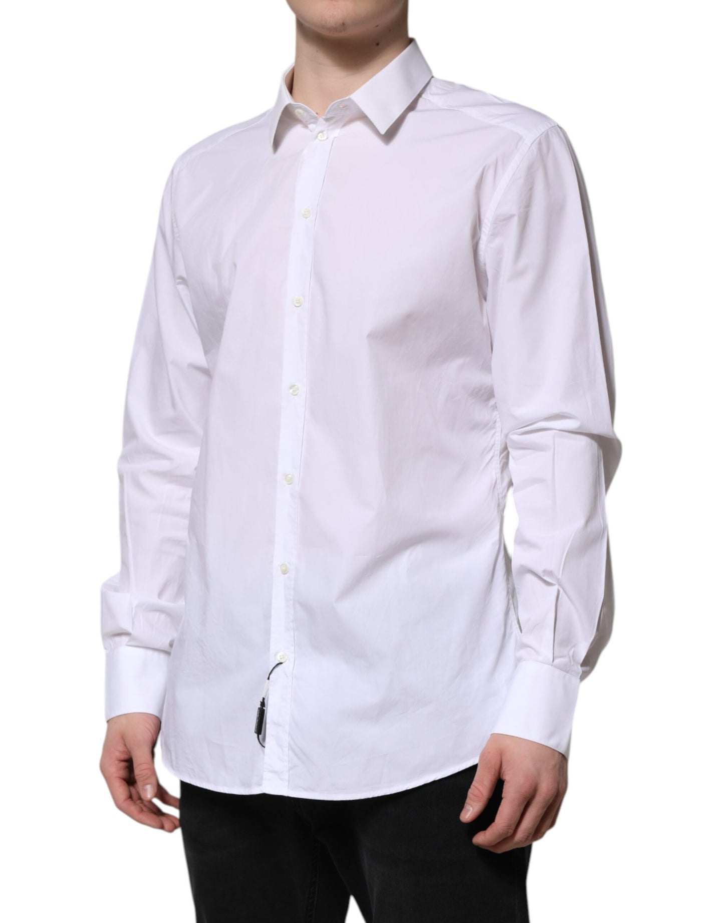 Camisa de vestir Dolce & Gabbana de algodón blanco dorado de manga larga