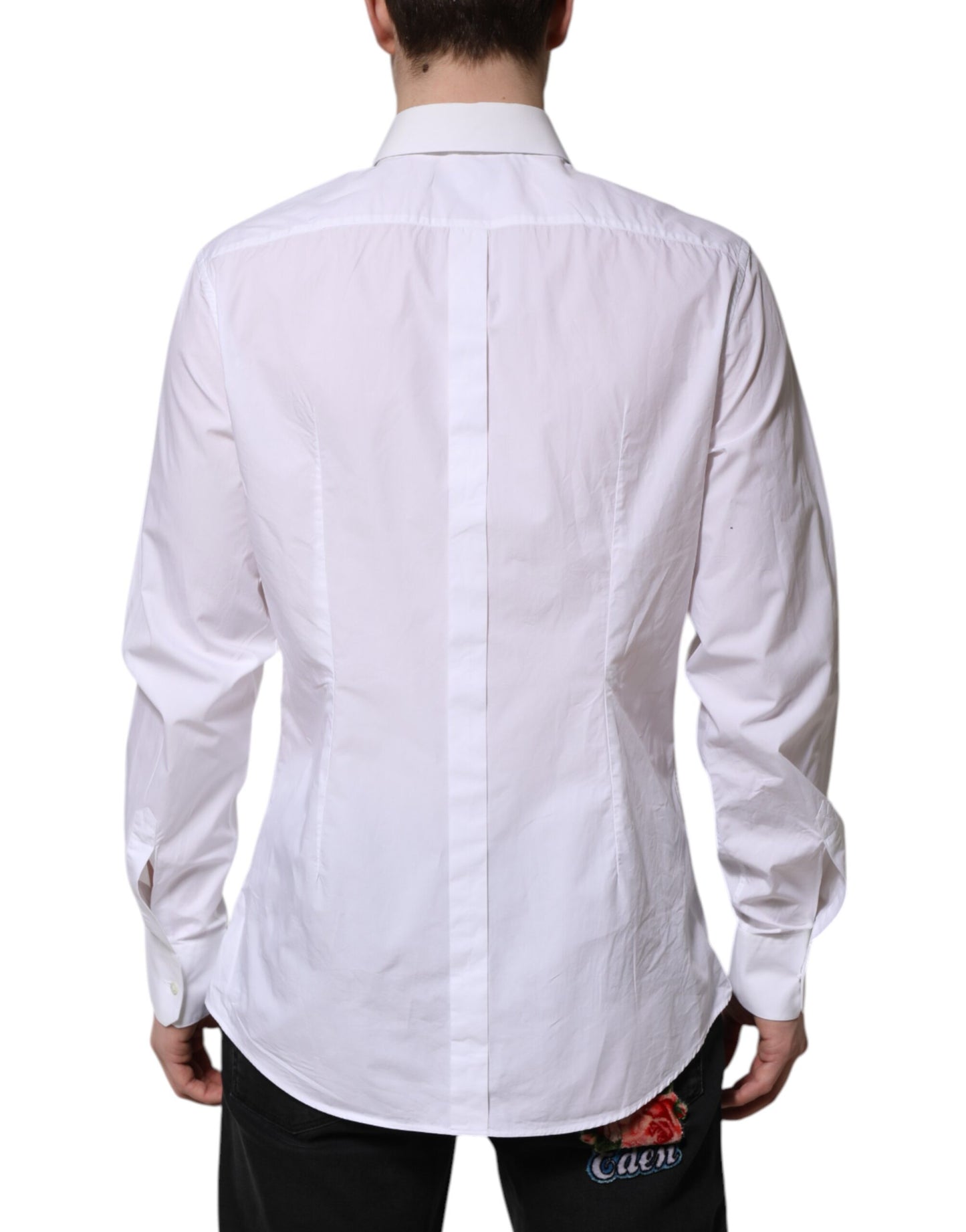 Camisa de vestir Dolce & Gabbana de algodón blanco dorado de manga larga