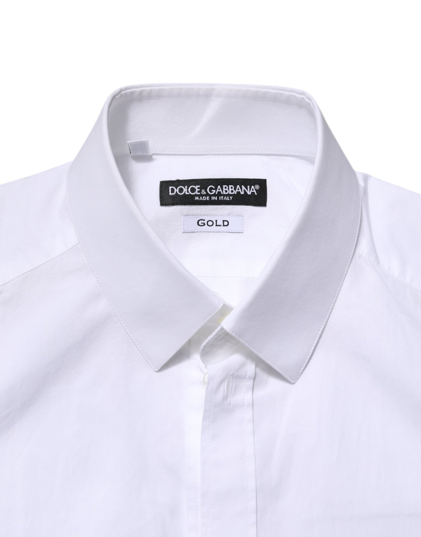 Camisa de vestir Dolce & Gabbana de algodón blanco dorado de manga larga para hombre