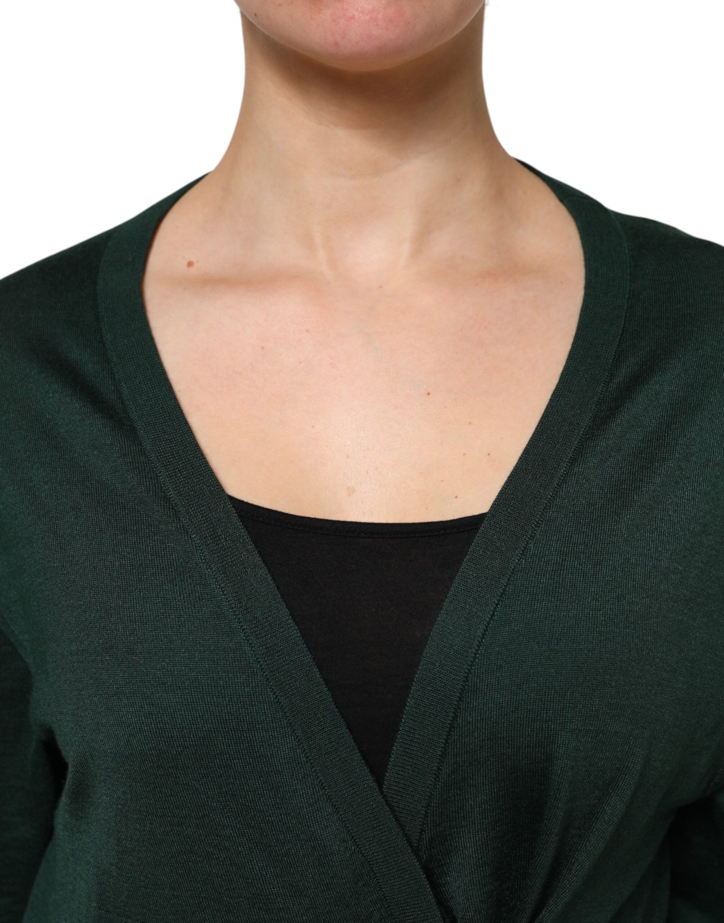 Suéter tipo cárdigan de seda y cachemira verde oscuro de Dolce & Gabbana