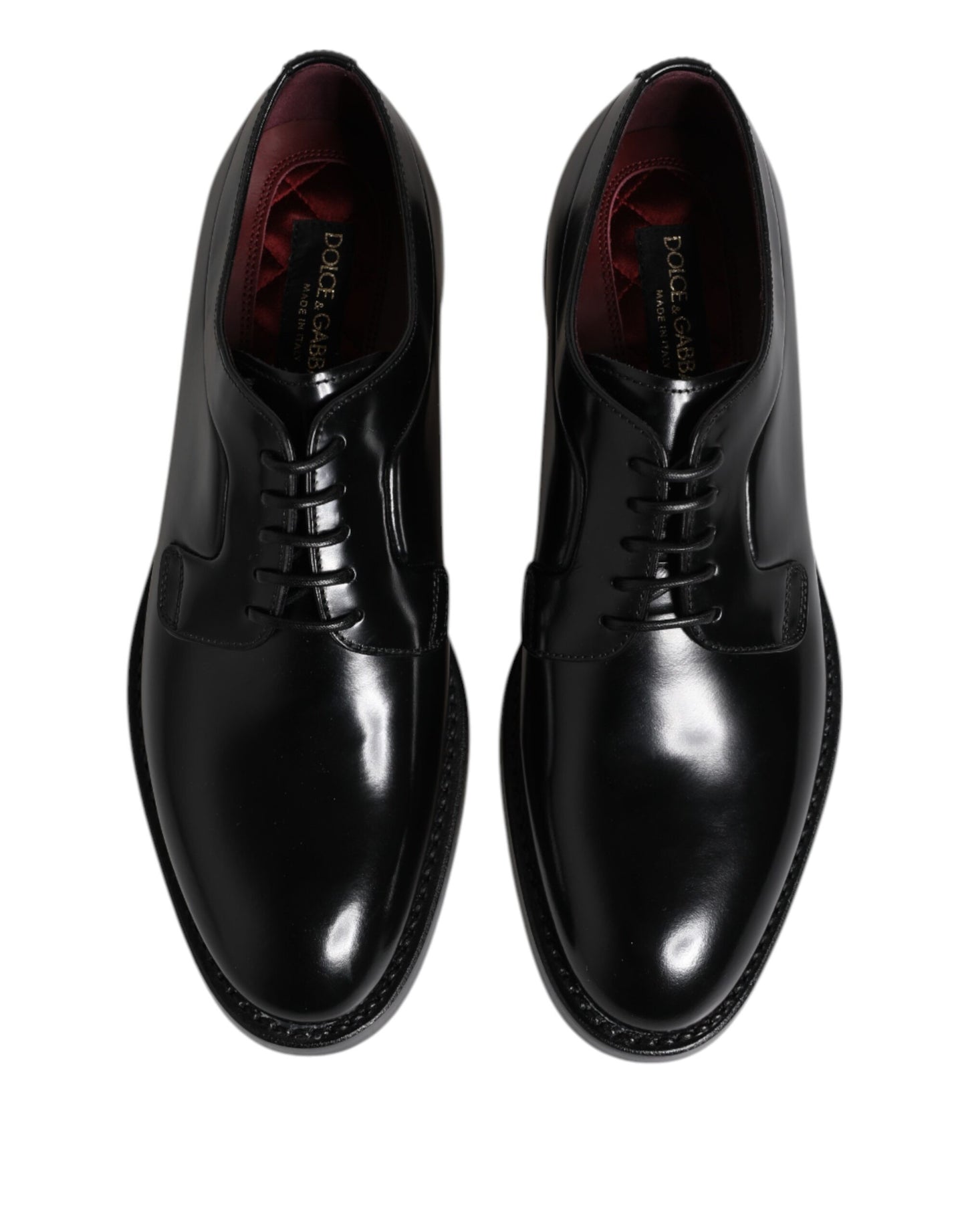 Zapatos Derby de vestir formales con cordones de cuero negro de Dolce & Gabbana