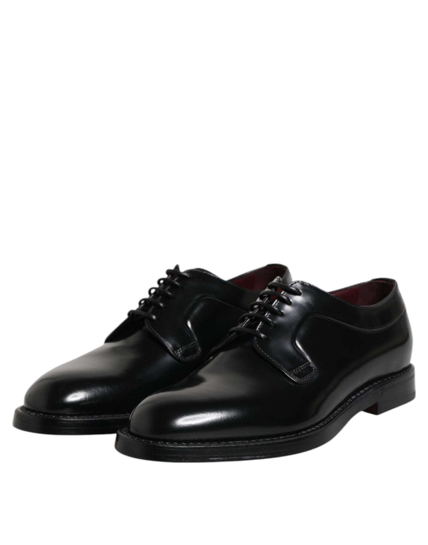 Zapatos Derby de vestir formales con cordones de cuero negro de Dolce & Gabbana
