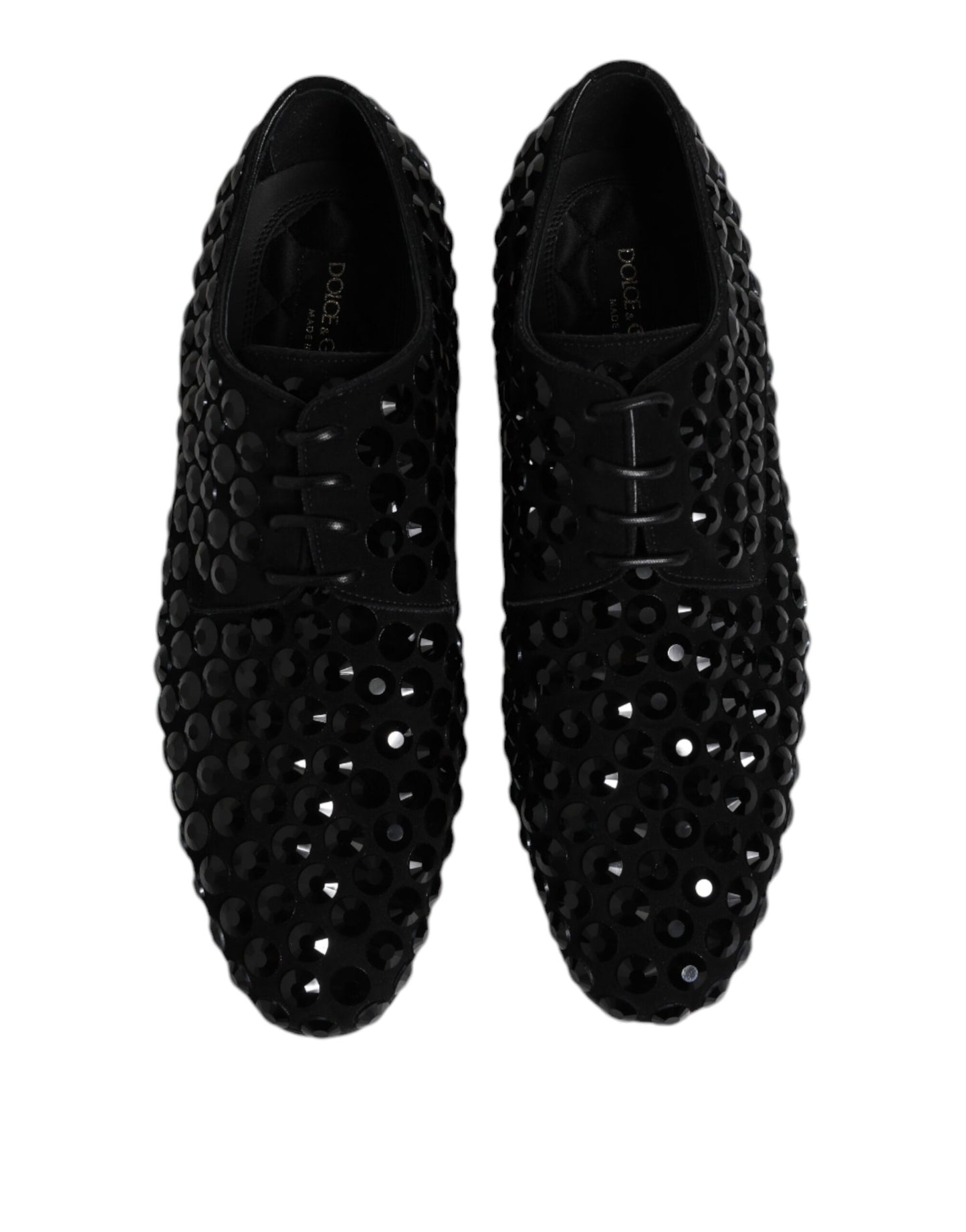 Zapatos Derby formales de ante negro con diamantes de imitación de Dolce & Gabbana