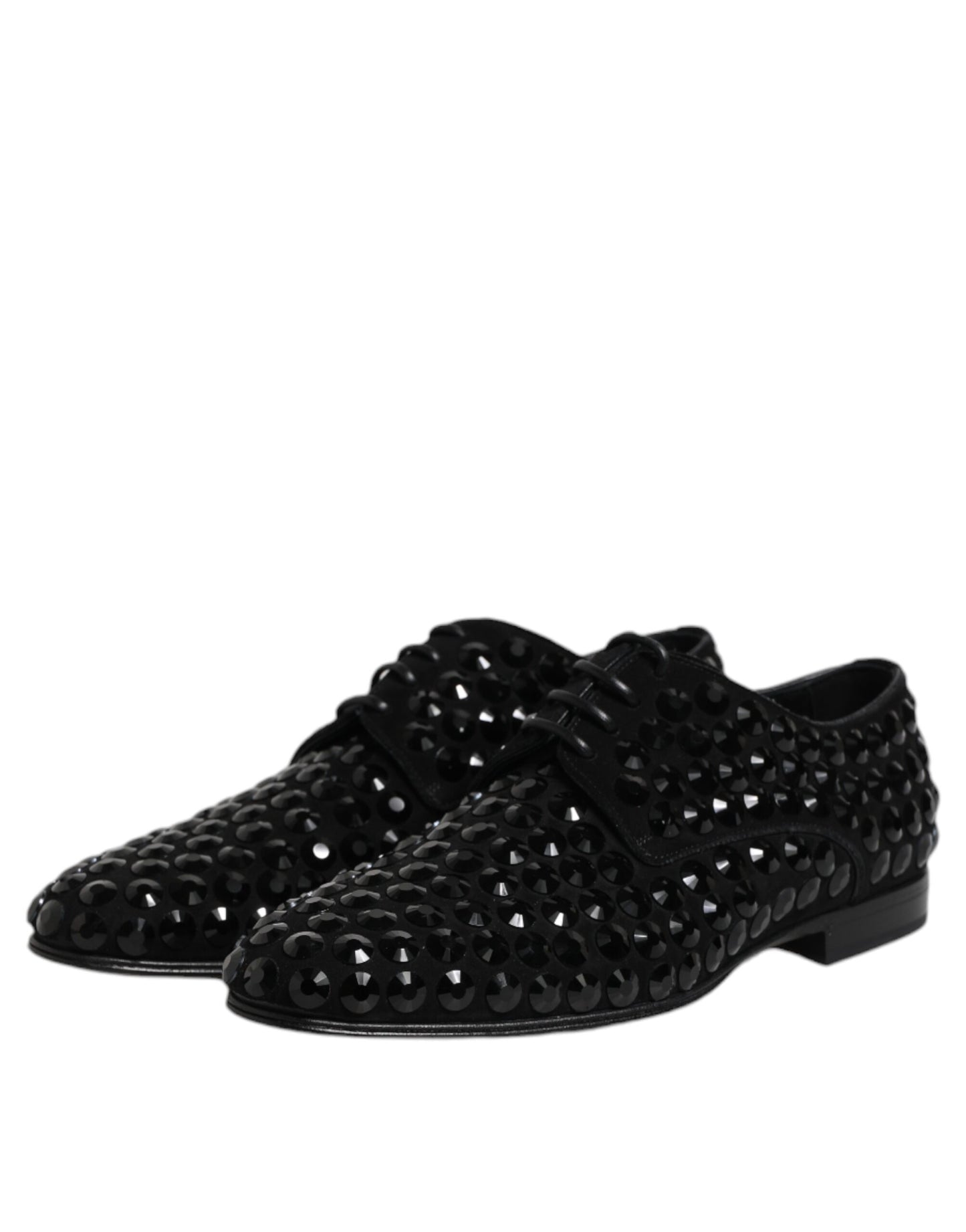 Zapatos Derby formales de ante negro con diamantes de imitación de Dolce & Gabbana