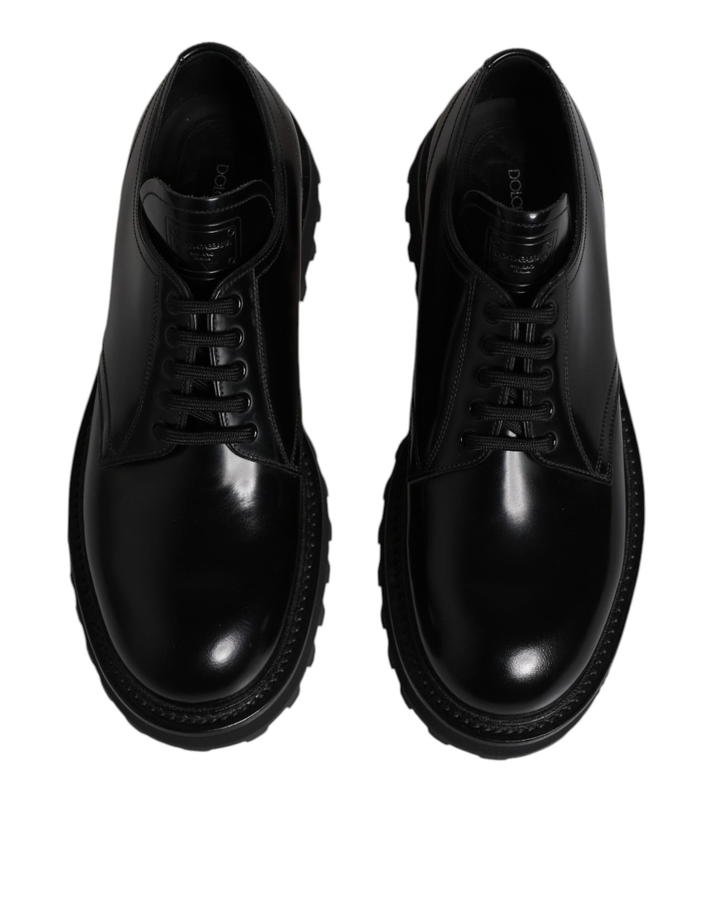 Zapatos de vestir Derby con cordones de cuero negro de Dolce & Gabbana para hombre
