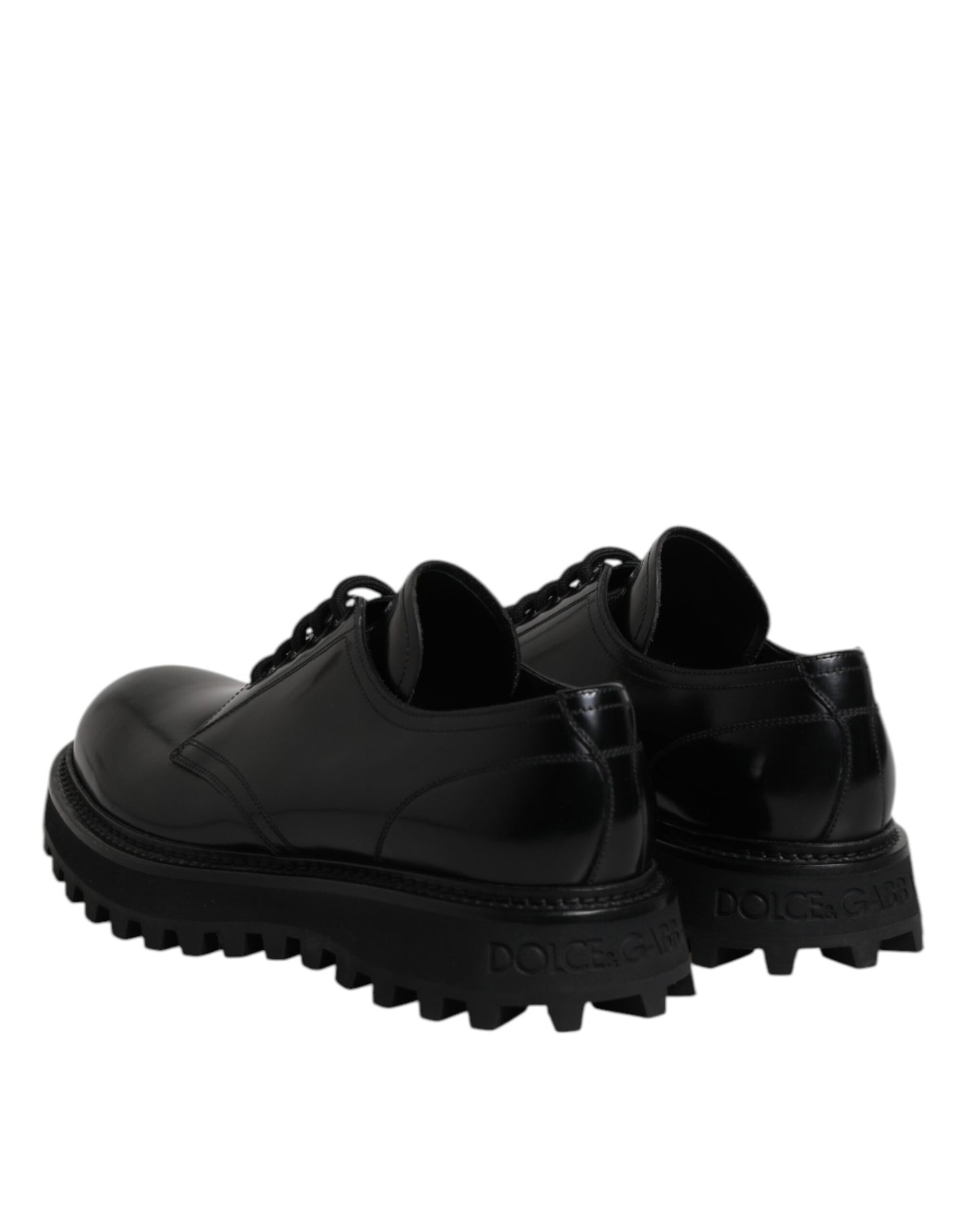 Zapatos de vestir Derby con cordones de cuero negro de Dolce & Gabbana para hombre