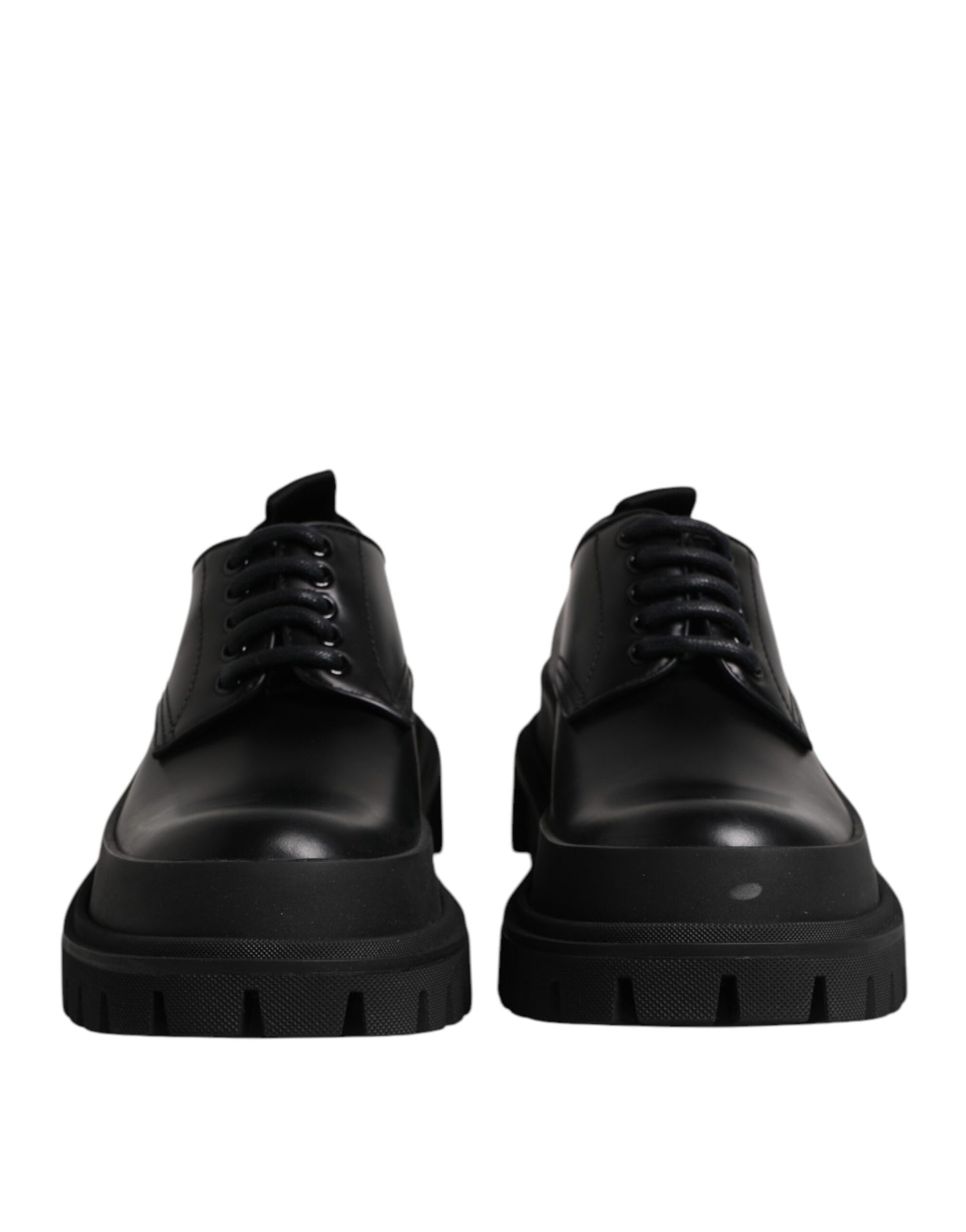 Zapatos de vestir Derby con cordones de cuero negro de Dolce & Gabbana para hombre