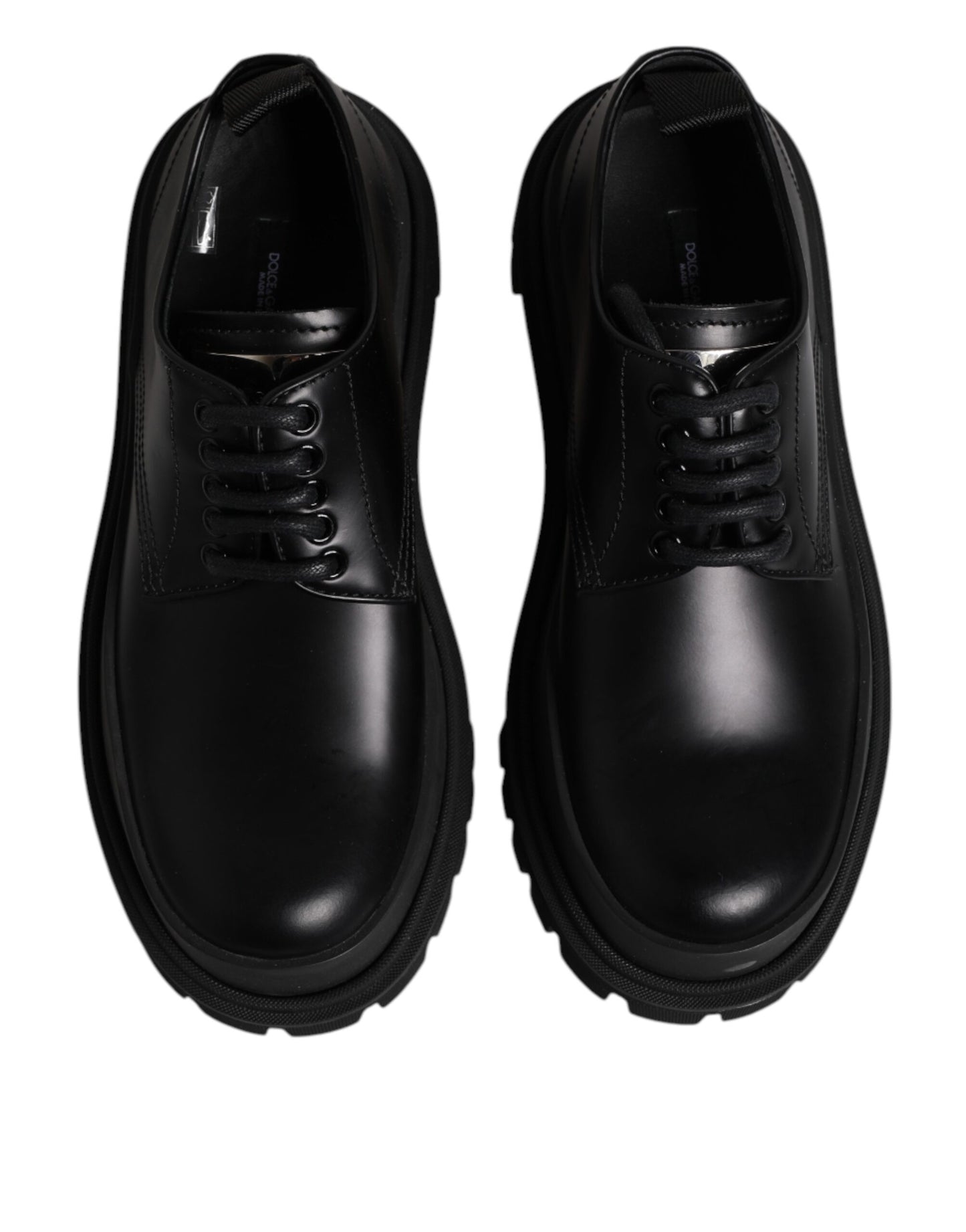 Zapatos de vestir Derby con cordones de cuero negro de Dolce & Gabbana para hombre