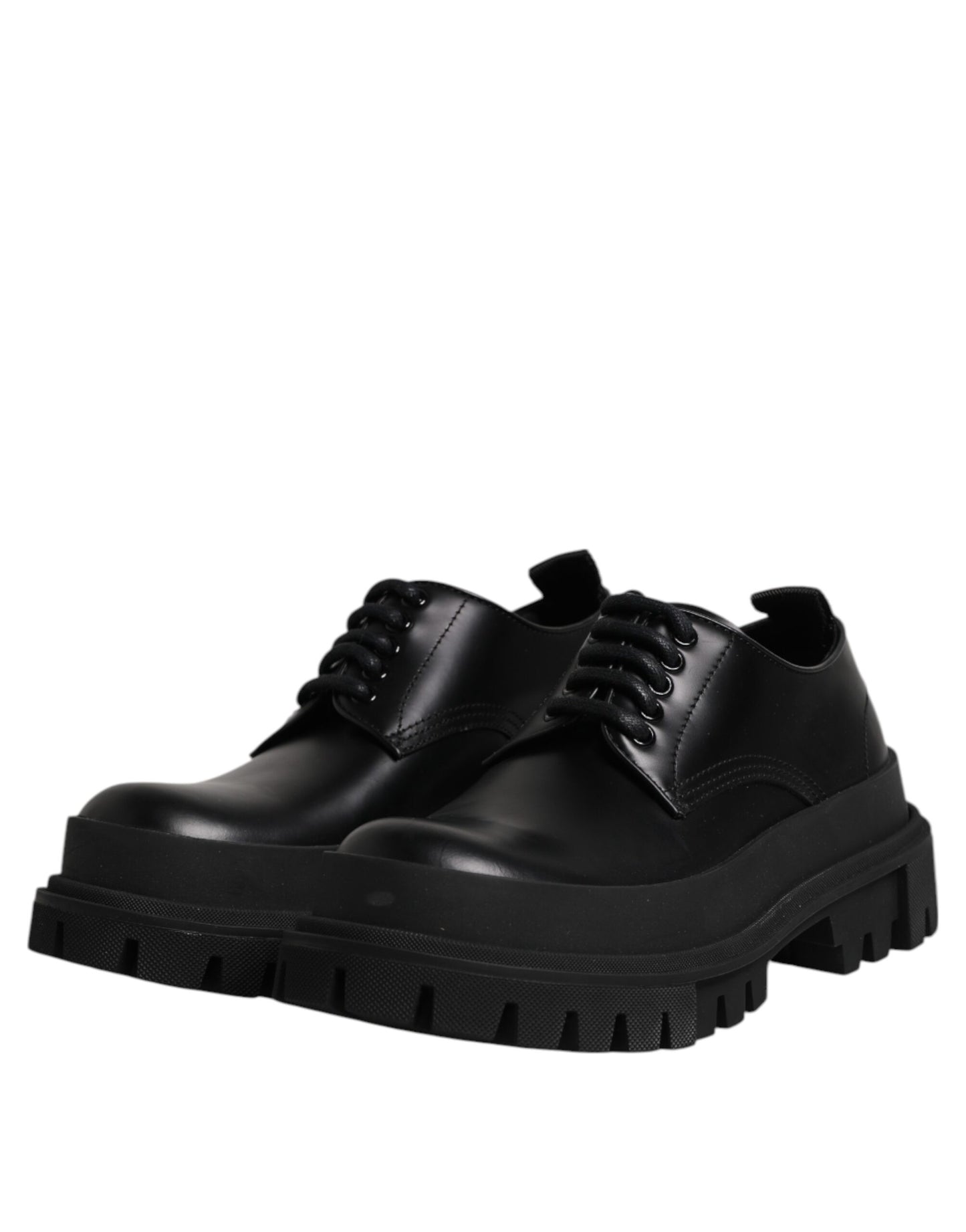 Zapatos de vestir Derby con cordones de cuero negro de Dolce & Gabbana para hombre