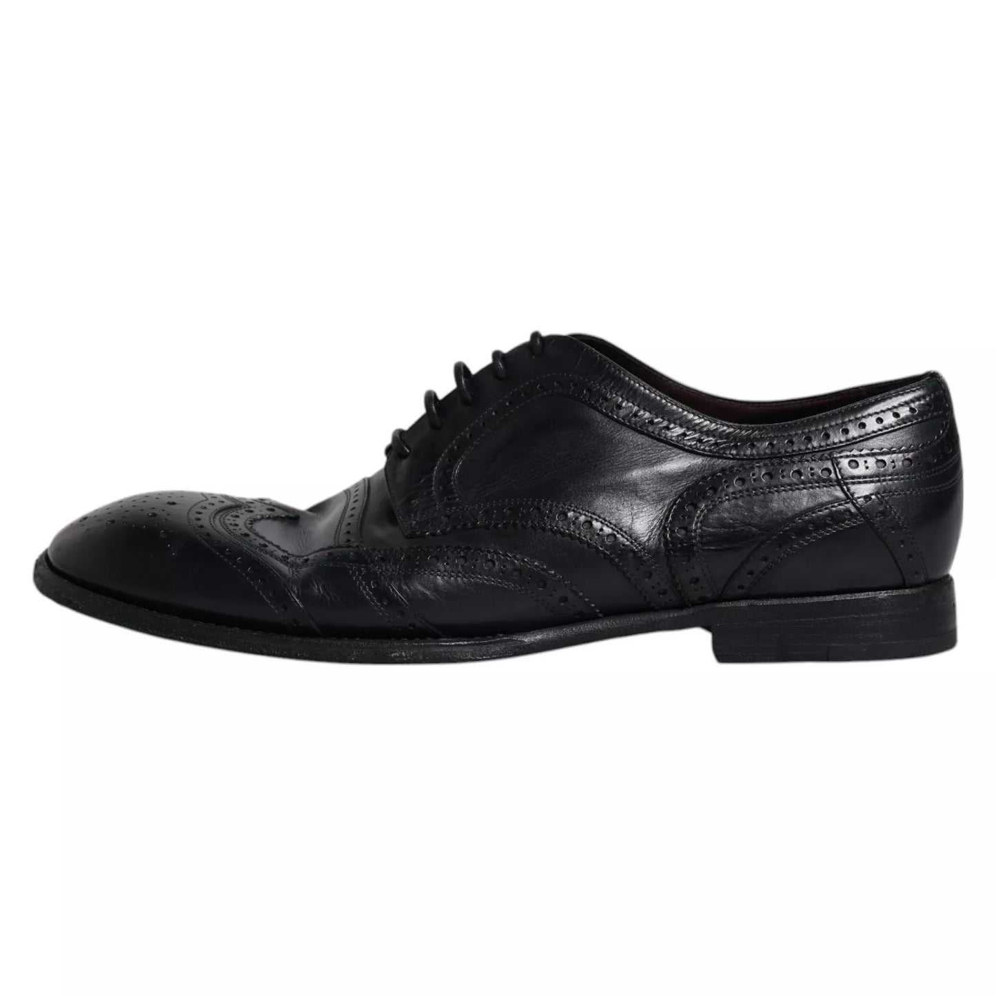 Zapatos formales Derby de punta de ala de cuero azul oscuro de Dolce & Gabbana