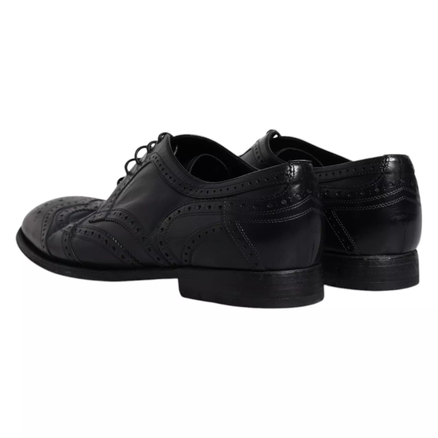 Zapatos formales Derby de punta de ala de cuero azul oscuro de Dolce & Gabbana