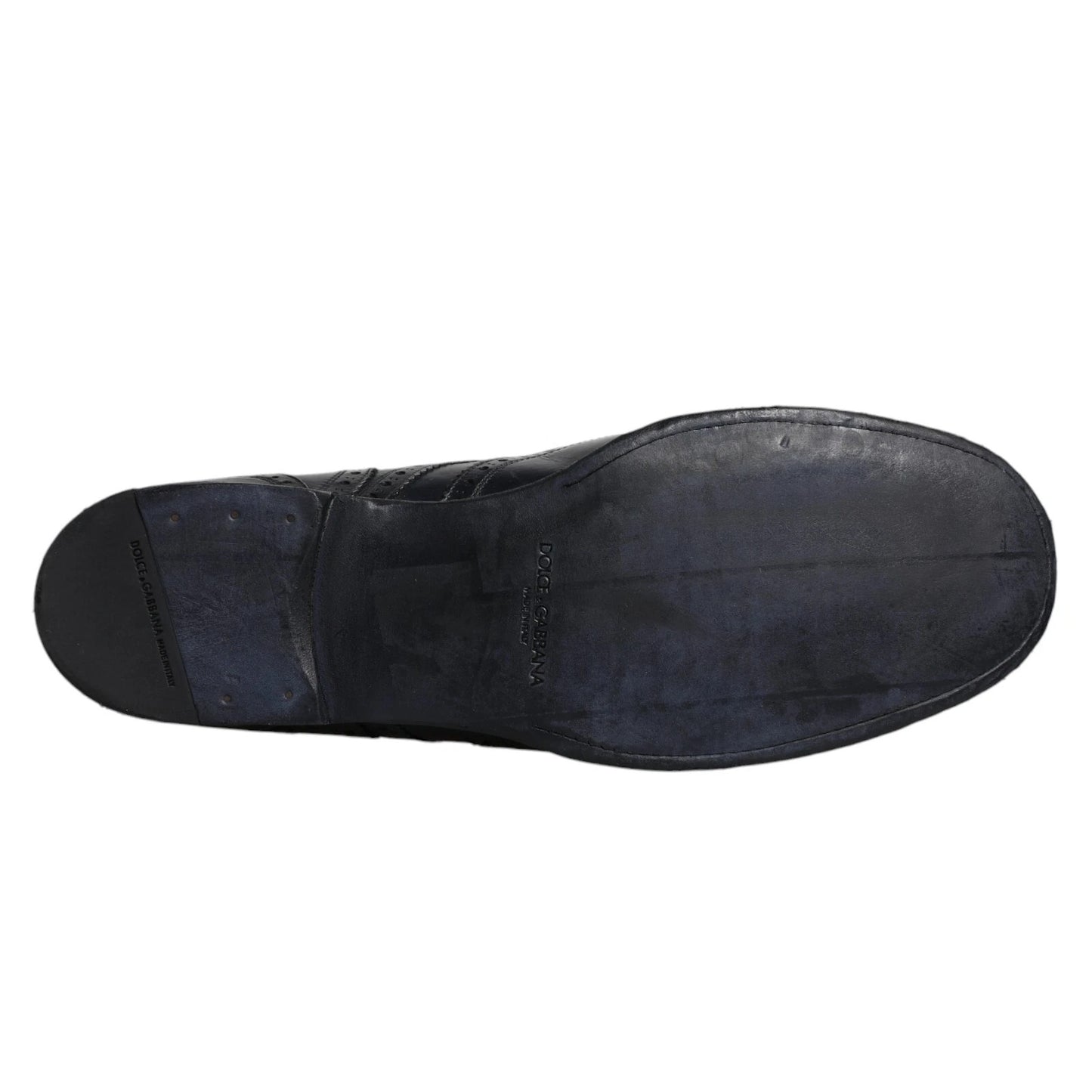 Zapatos formales Derby de punta de ala de cuero azul oscuro de Dolce & Gabbana
