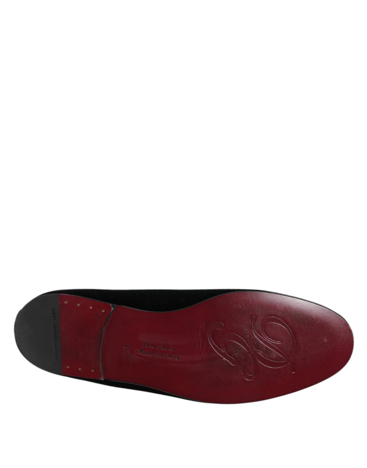 Dolce & Gabbana Black Velvet Crystal Crown Loafers Dress Shoes