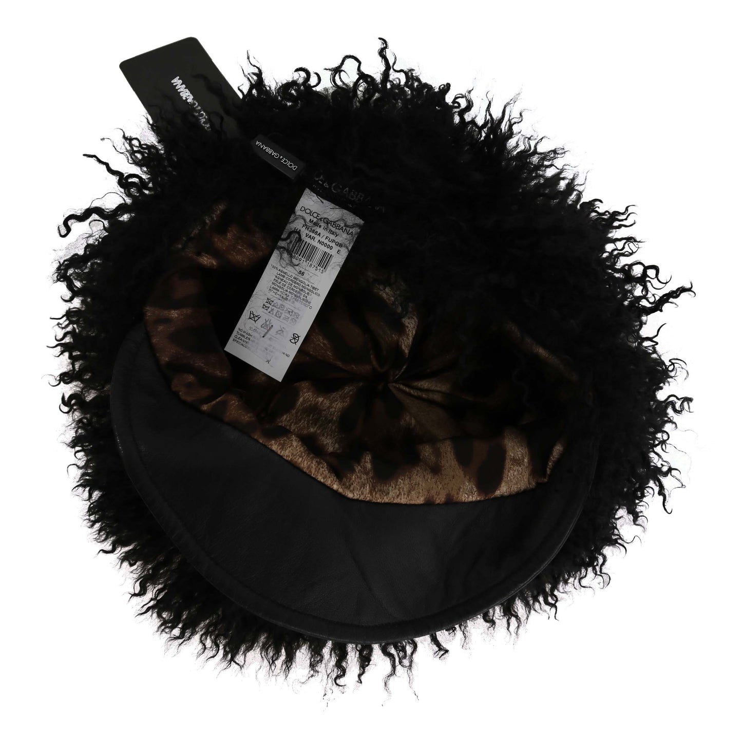 Gorra Dolce & Gabbana Chic Gatsby negra en piel de cordero tibetano