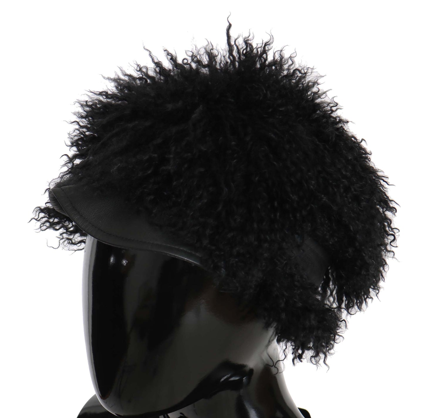 Gorra Dolce & Gabbana Chic Gatsby negra en piel de cordero tibetano