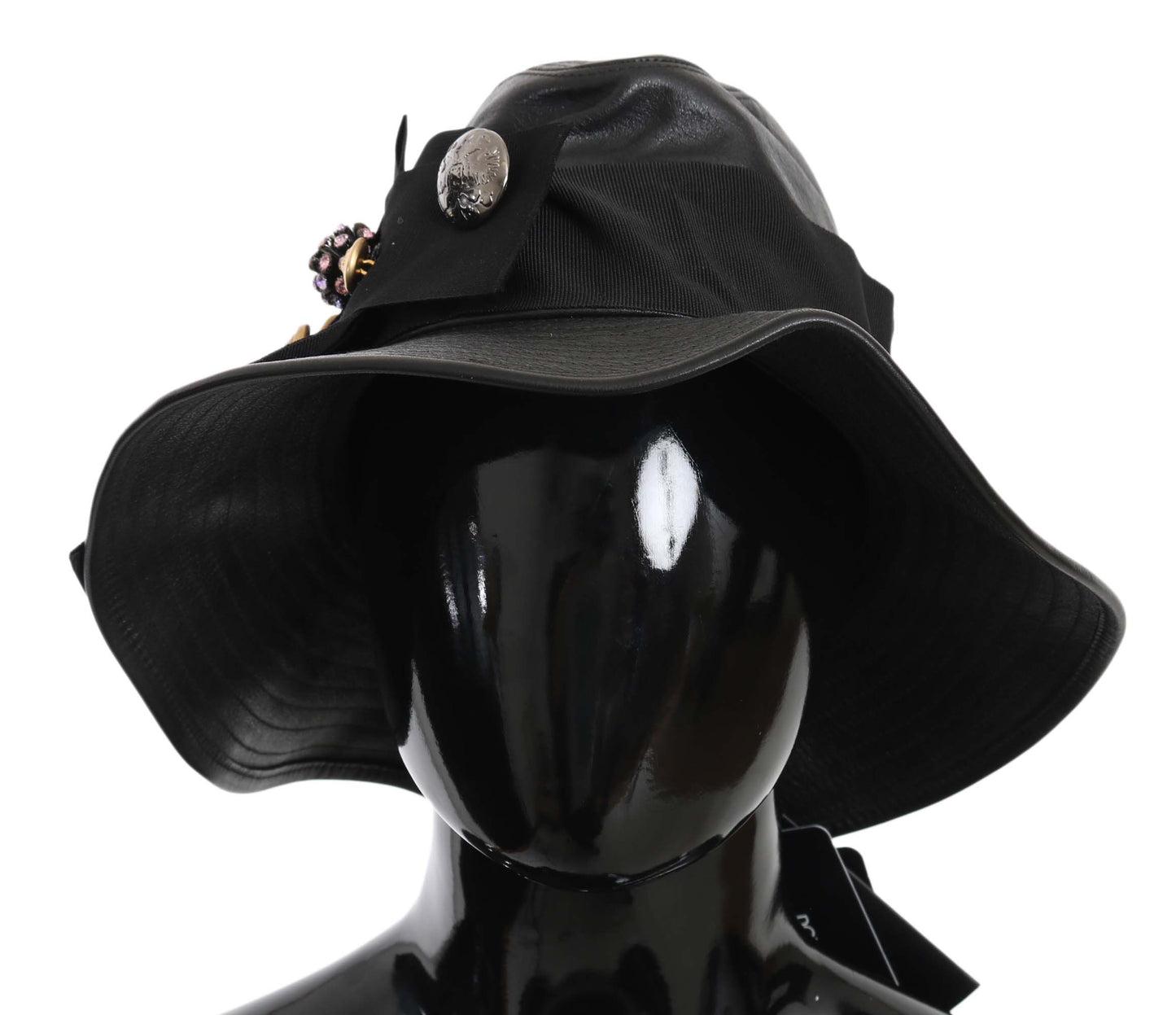Dolce & Gabbana Gorra Cloche Elegante De Cuero Negro