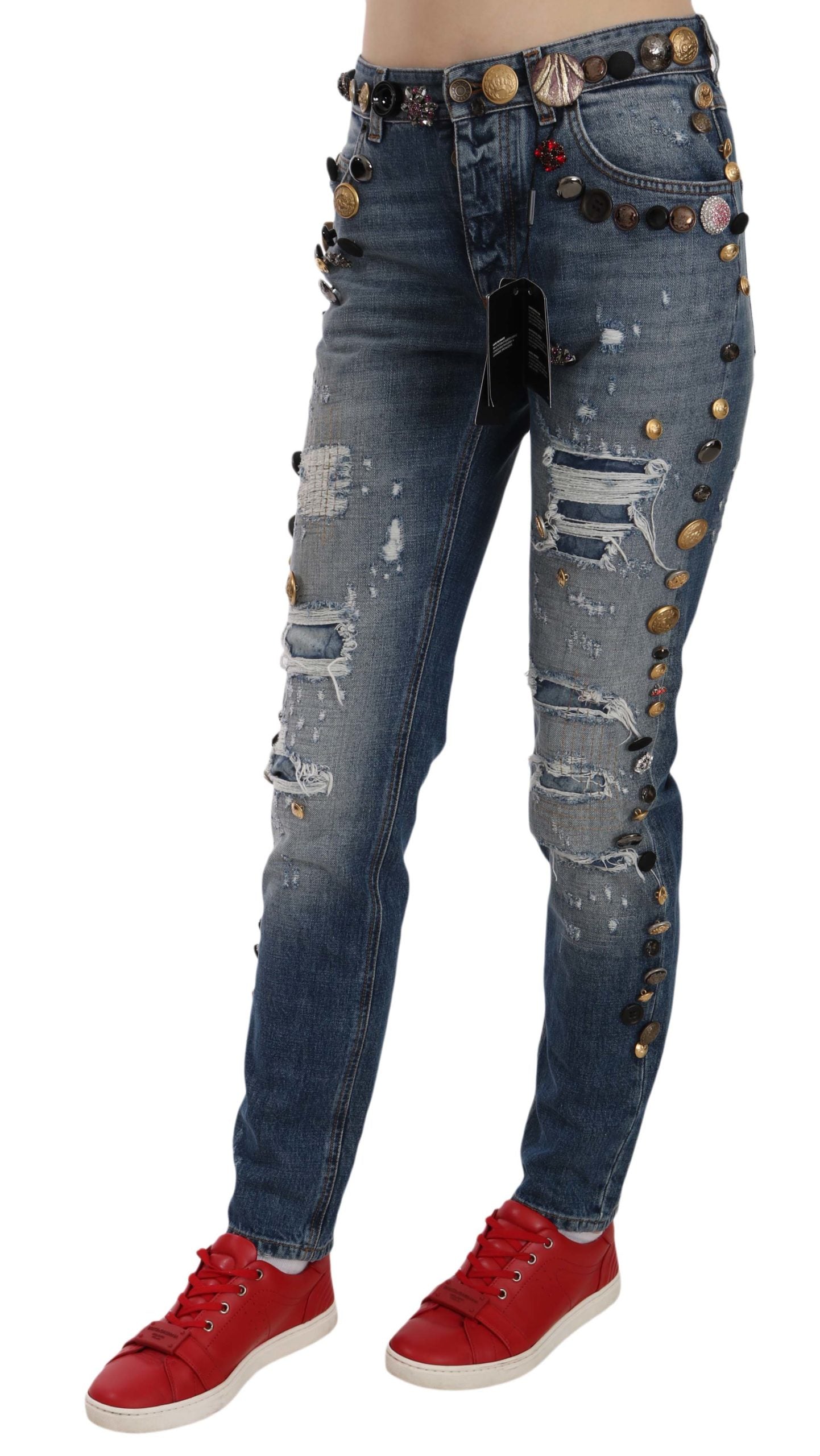 Dolce & Gabbana Vaqueros denim de lujo con adornos de cristal