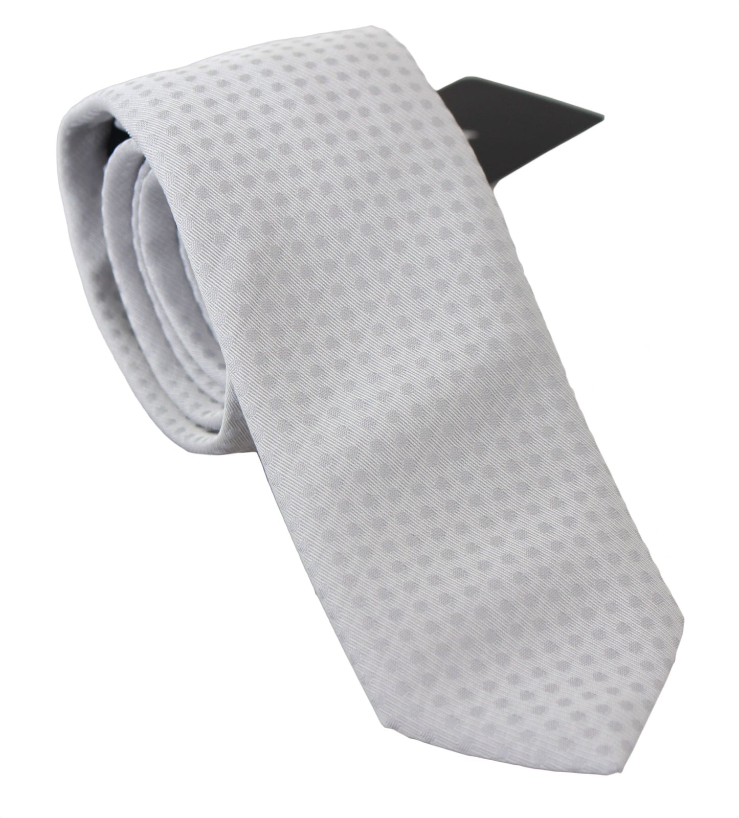 Dolce & Gabbana Elegante corbata de cuello en mezcla de seda estampada blanca