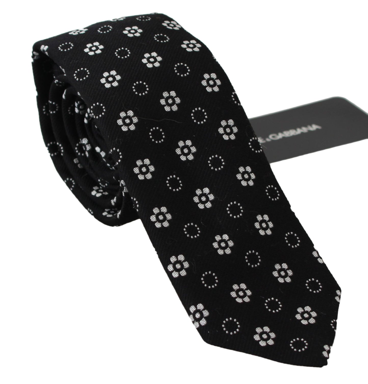 Dolce & Gabbana Elegante corbata de seda floral negra